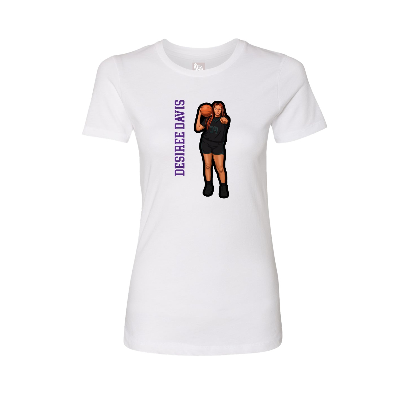 Fitted Women's Tee — Name Vertical in White