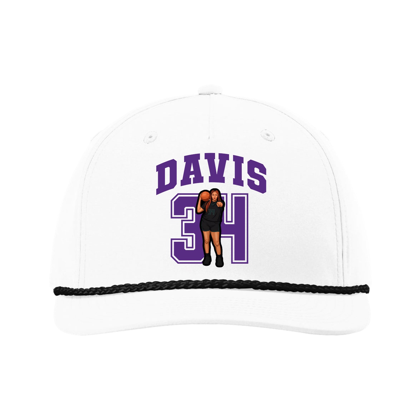 Five-Panel Classic Rope Cap — Number in White