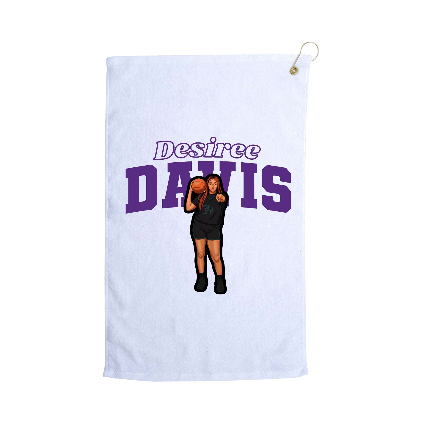 Golf Towel — Name Arch in White