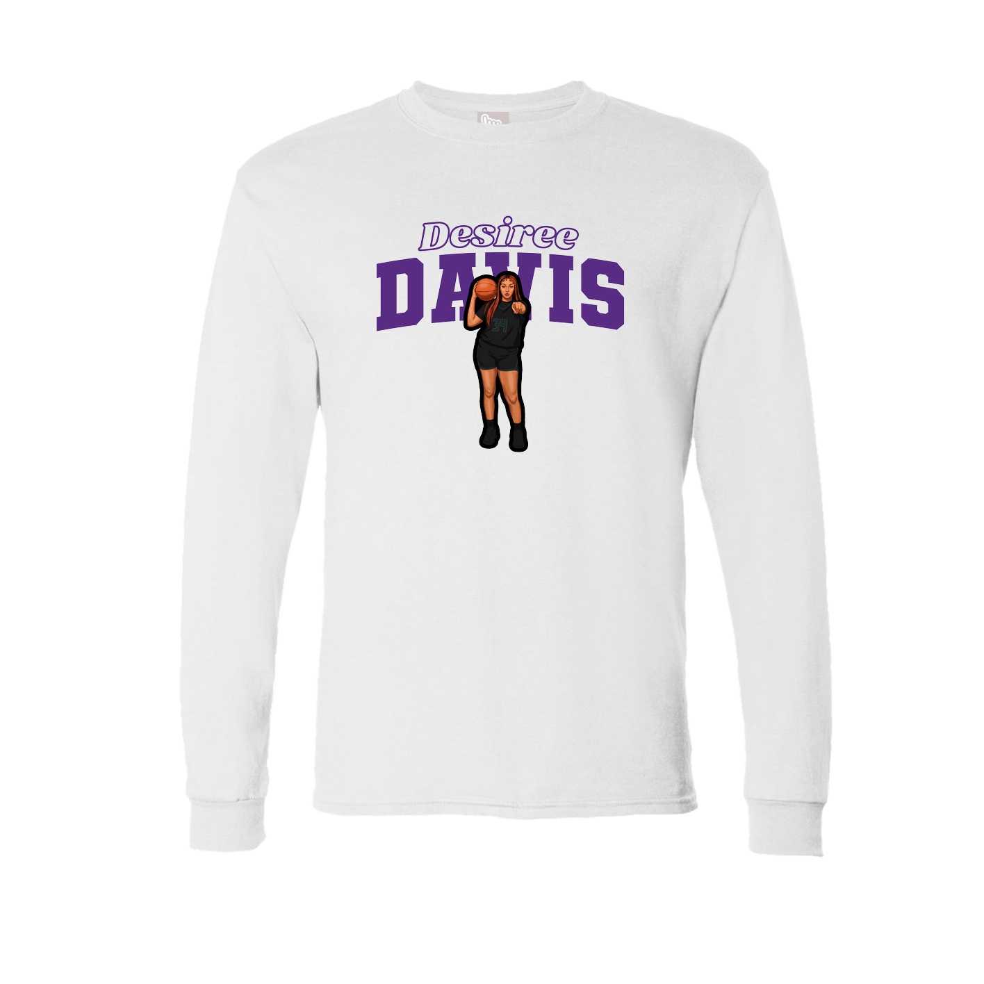Long Sleeve Tee — Name Arch in White