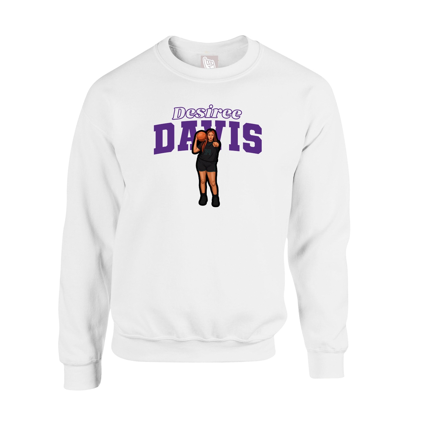 Fleece Crew — Name Arch in White