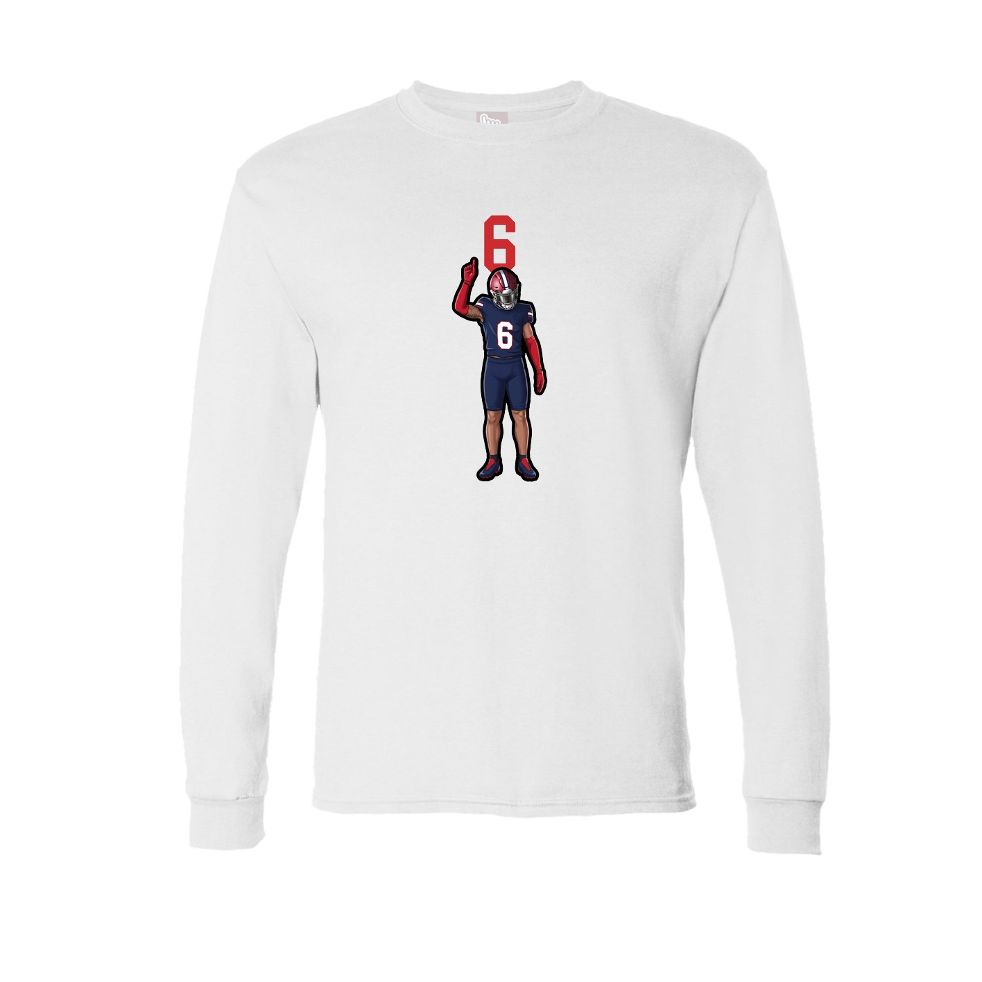 Long Sleeve Tee — Number Top in White