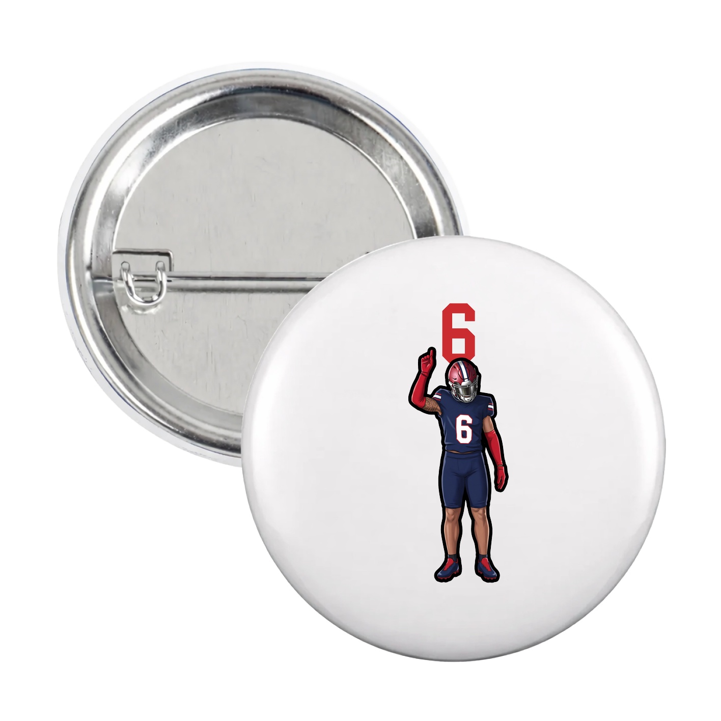 Game Day Button — Number Top in White