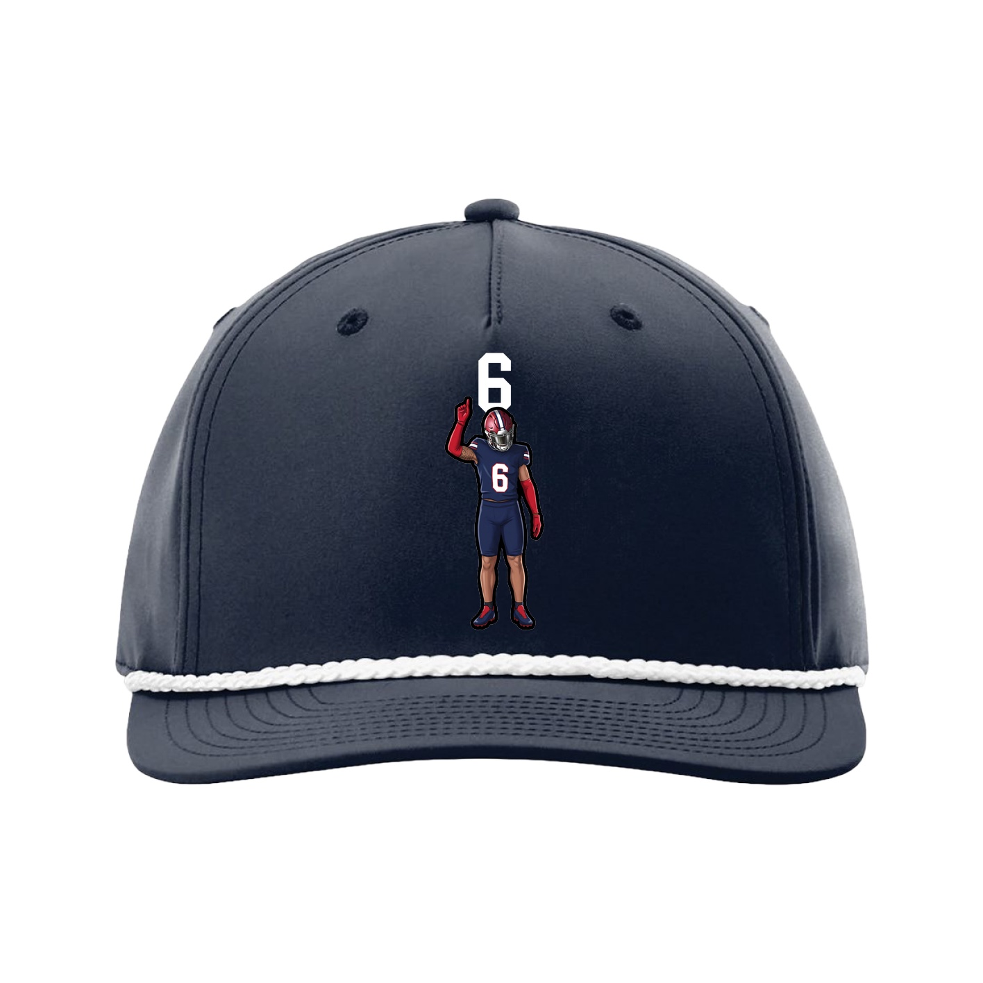 Five-Panel Classic Rope Cap — Number Top in Navy