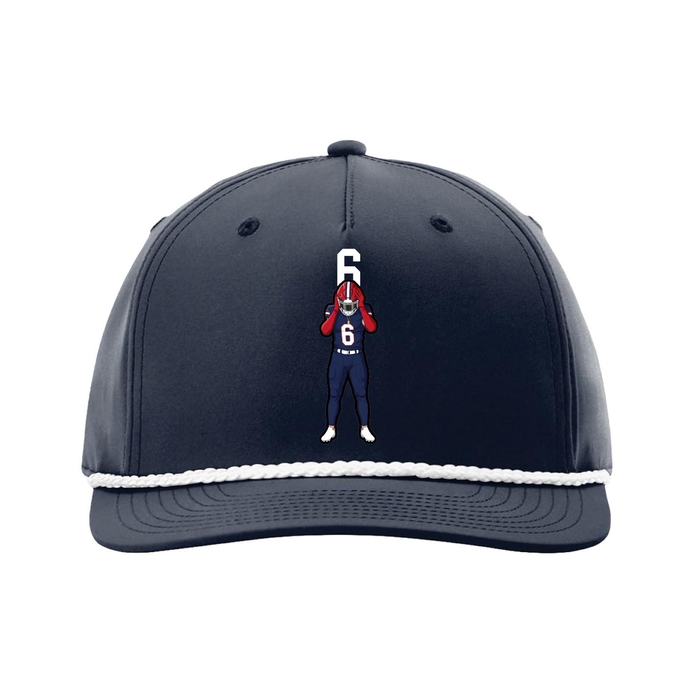 Five-Panel Classic Rope Cap — Number Top in Navy