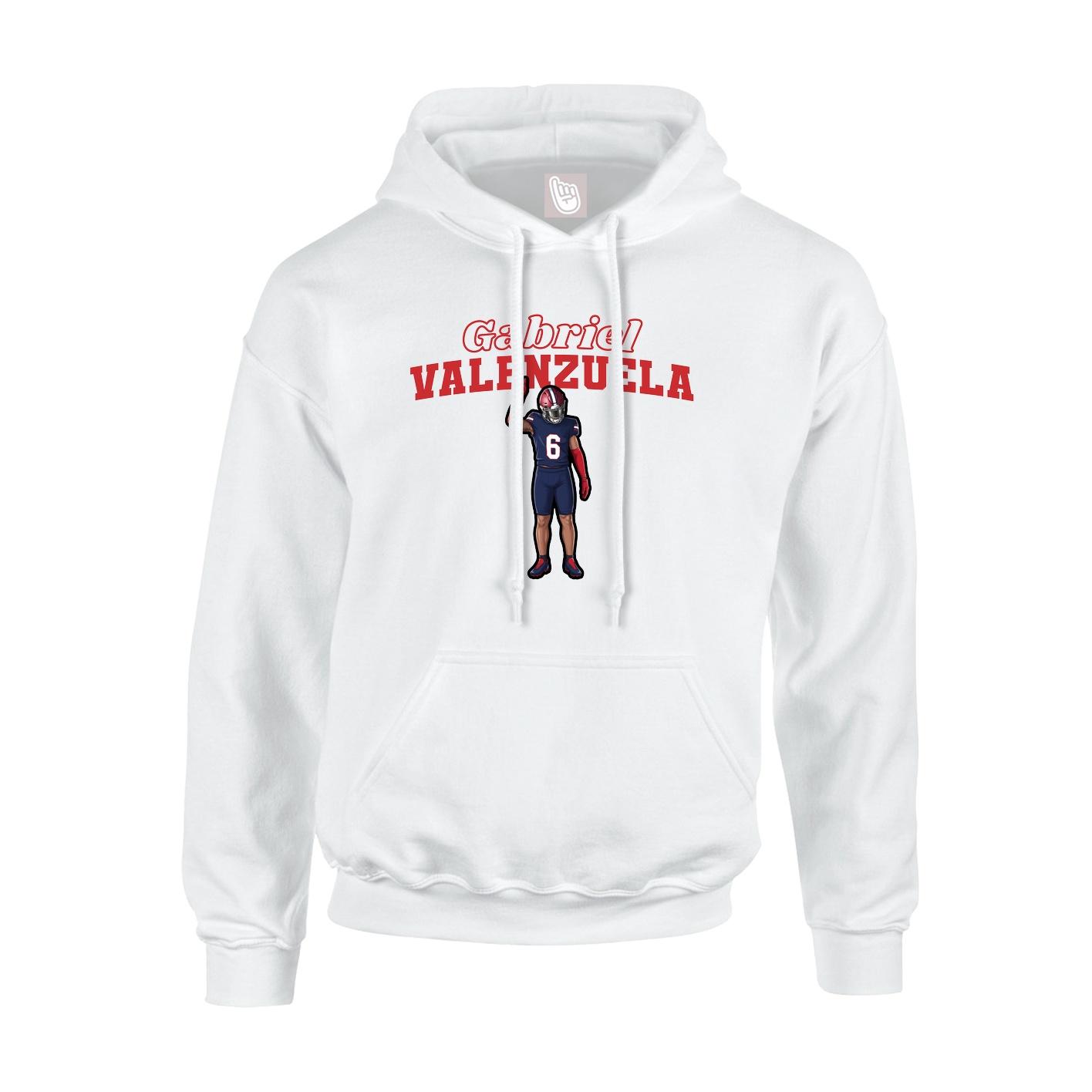 Youth Hoodie — Name Arch in White