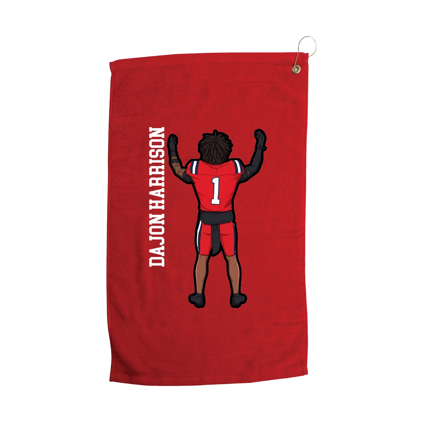 Golf Towel — Name Vertical in Red