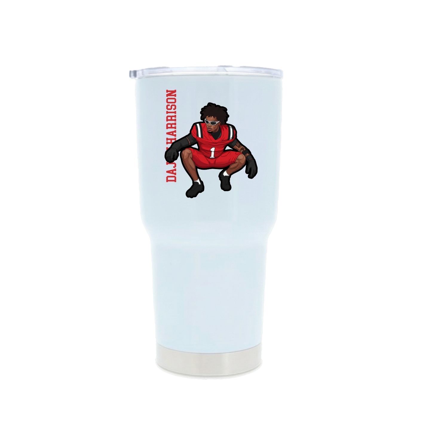 30oz Stainless Steel Tumbler — Name Vertical in White