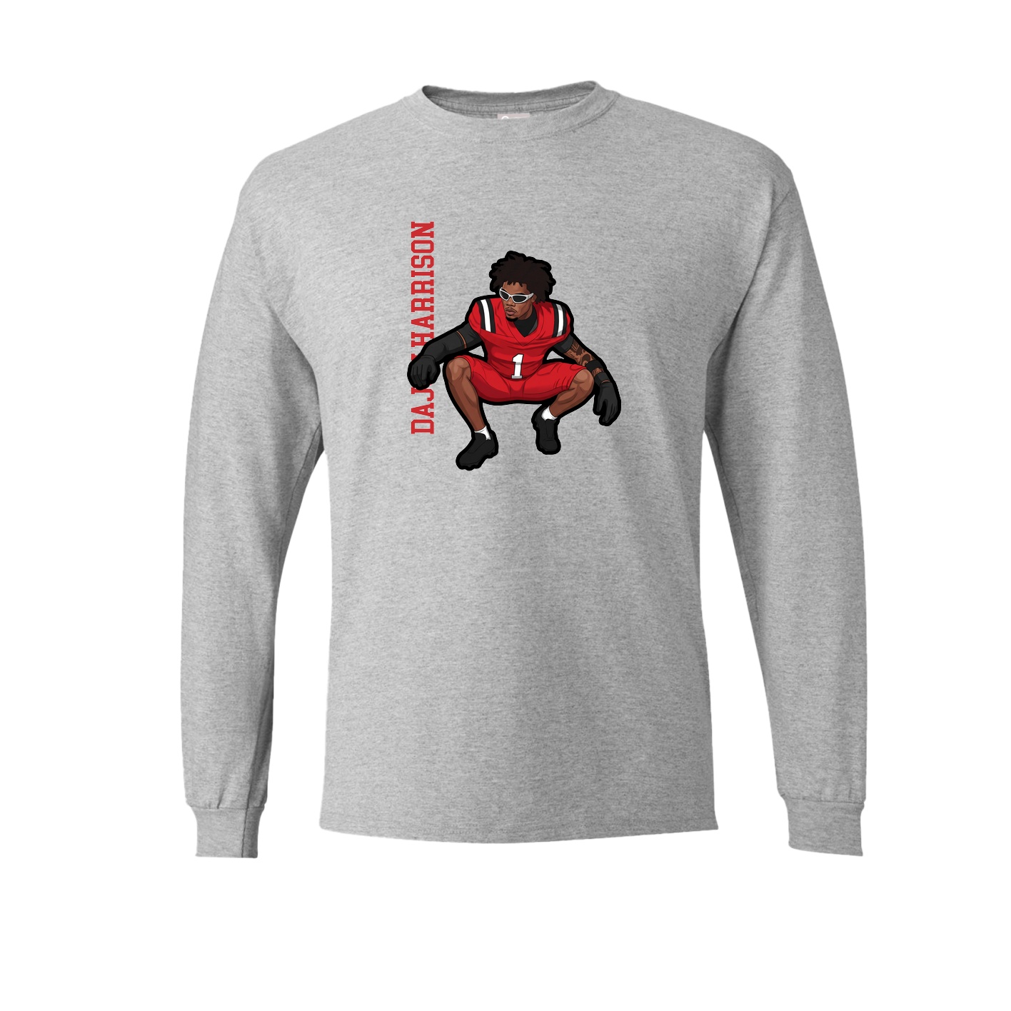 Long Sleeve Tee — Name Vertical in Grey