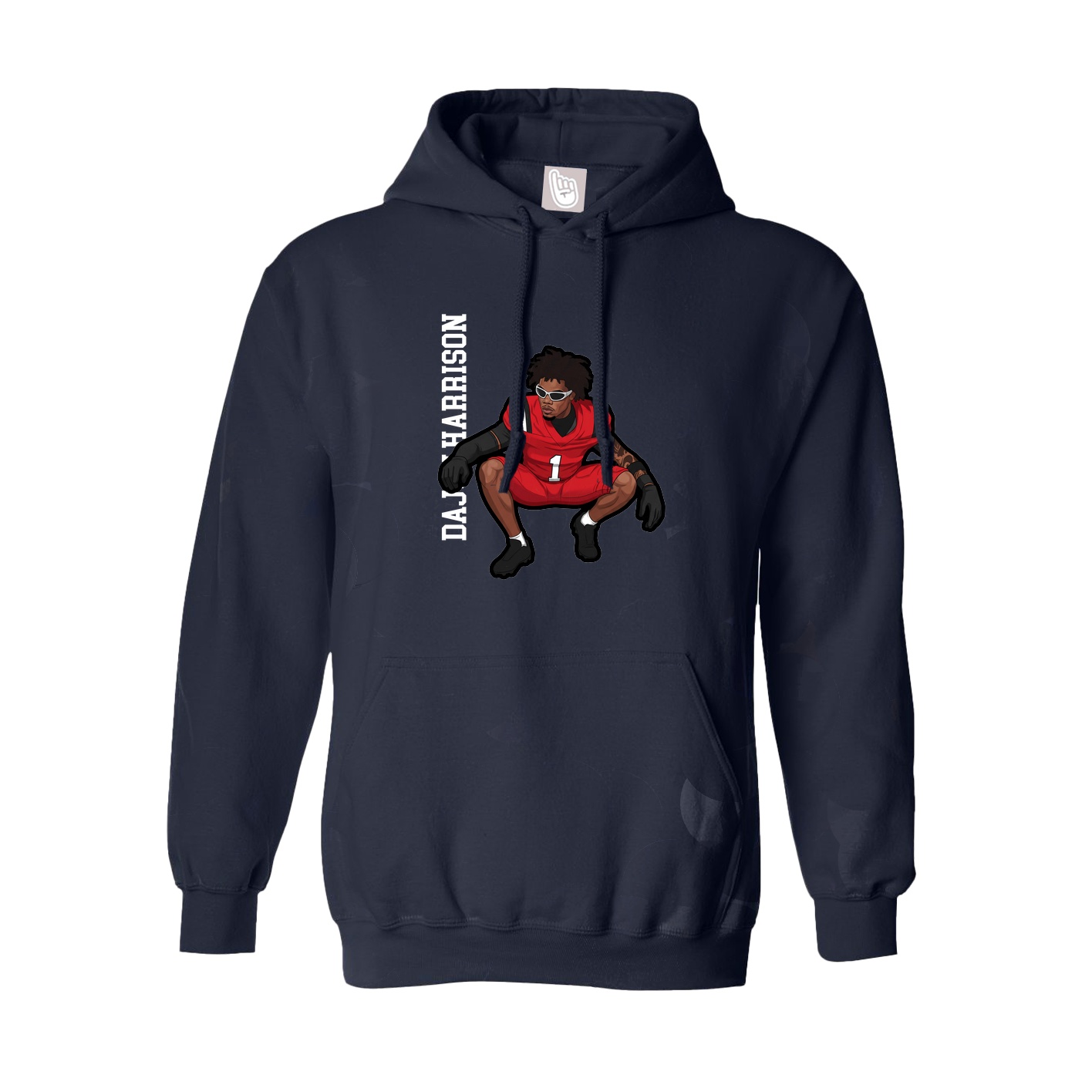 Hoodie — Name Vertical in Navy