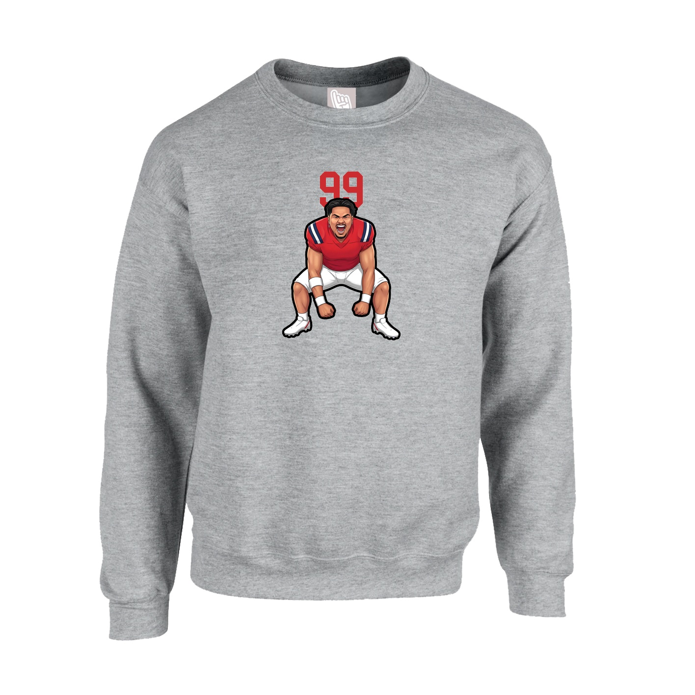 Fleece Crew — Number Top in Grey