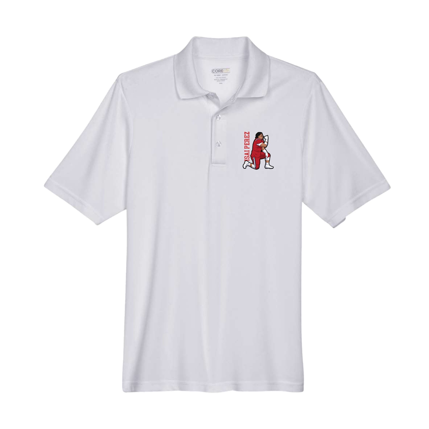 Performance Polo — Name Vertical in Grey