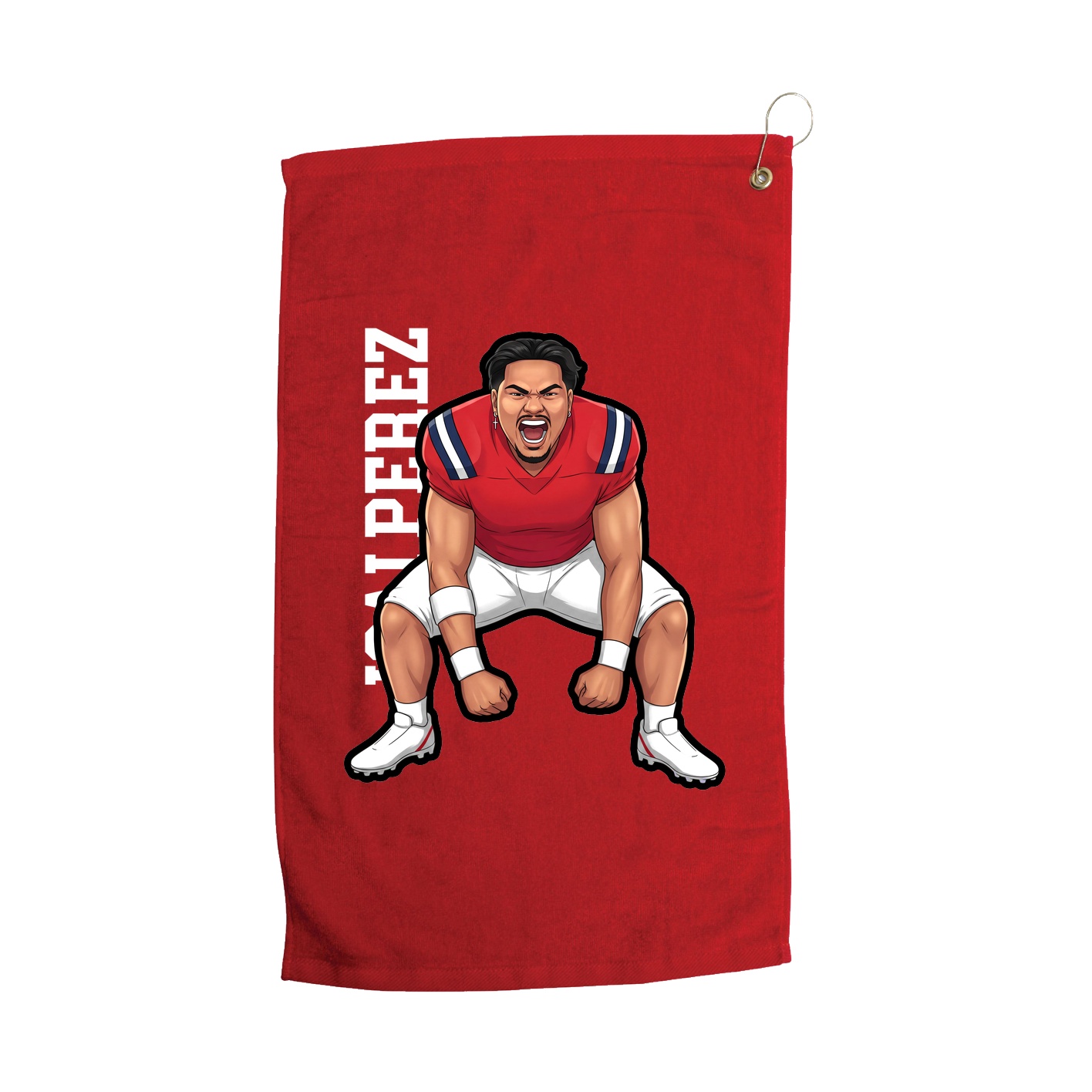 Golf Towel — Name Vertical in Red