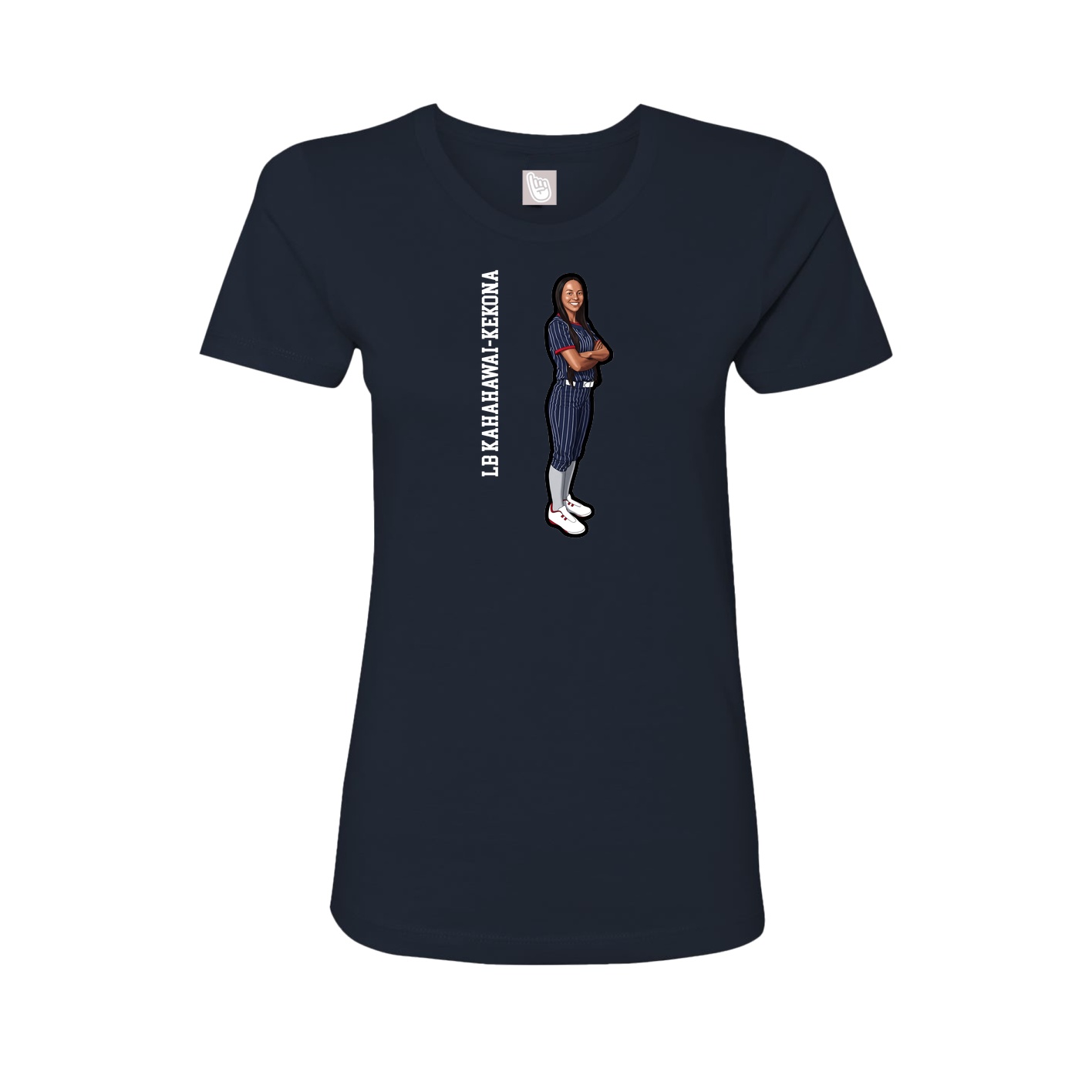 Fitted Women's Tee — Name Vertical in Navy