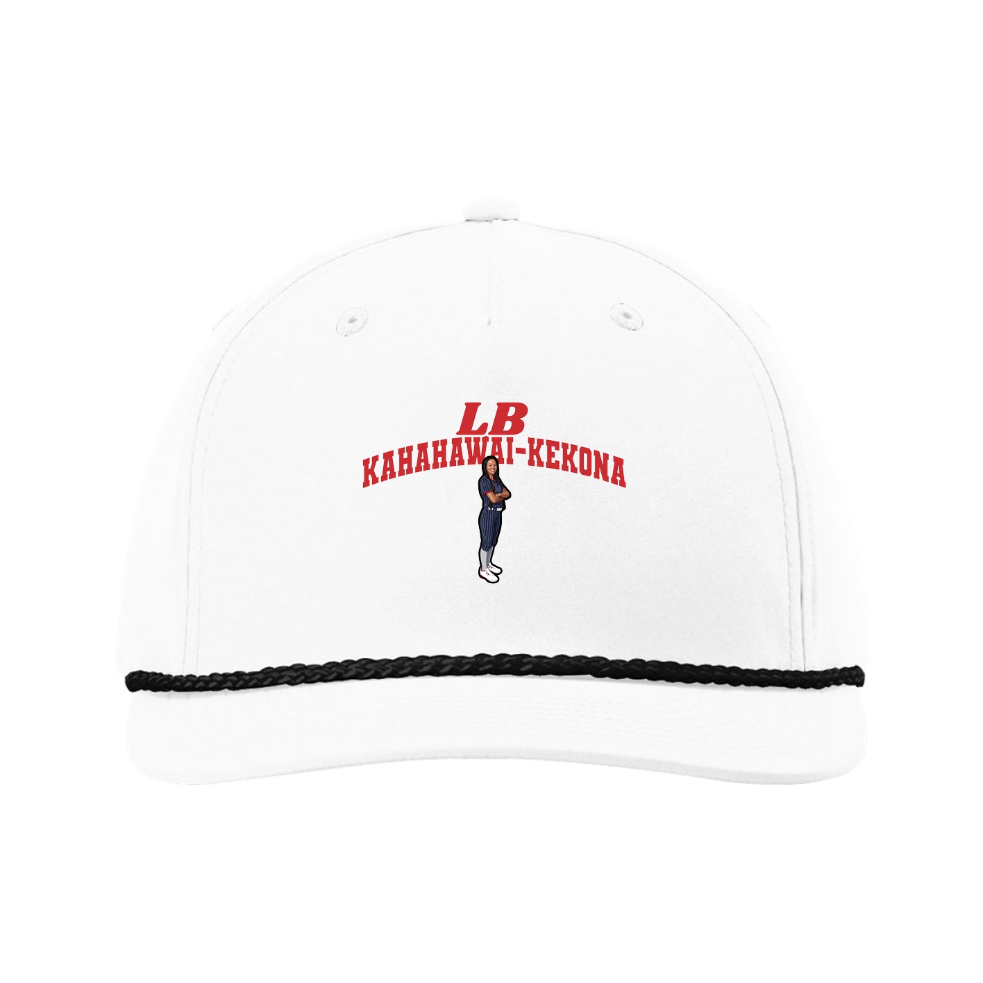 Five-Panel Classic Rope Cap — Signature Arch in White