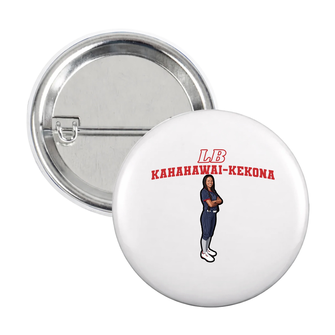 Game Day Button — Name Arch in White