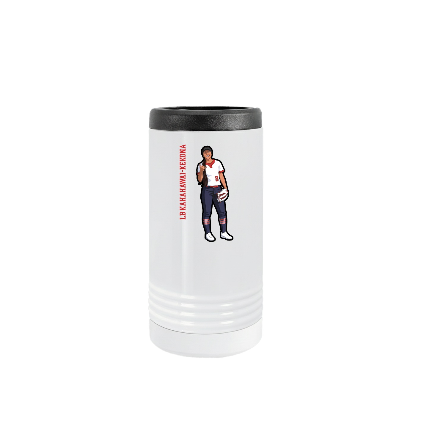 Slim Beverage Holder — Name Vertical in White
