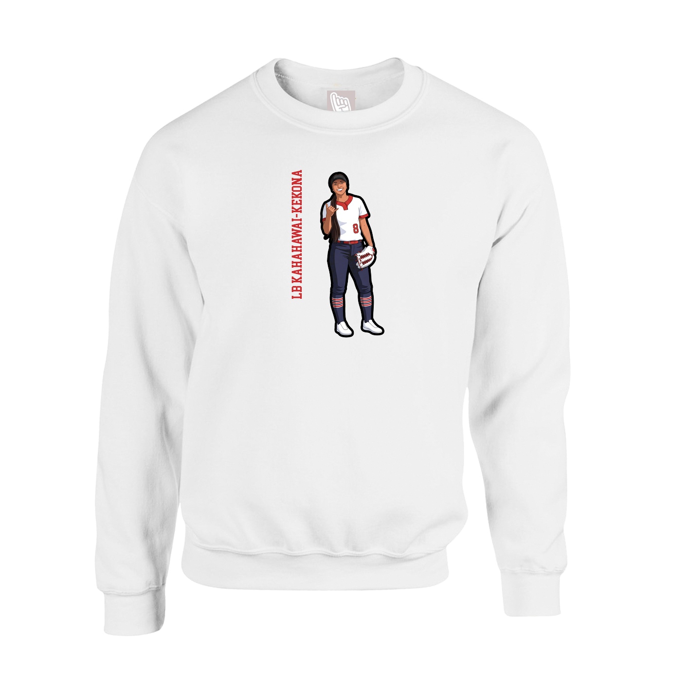 Fleece Crew — Name Vertical in White