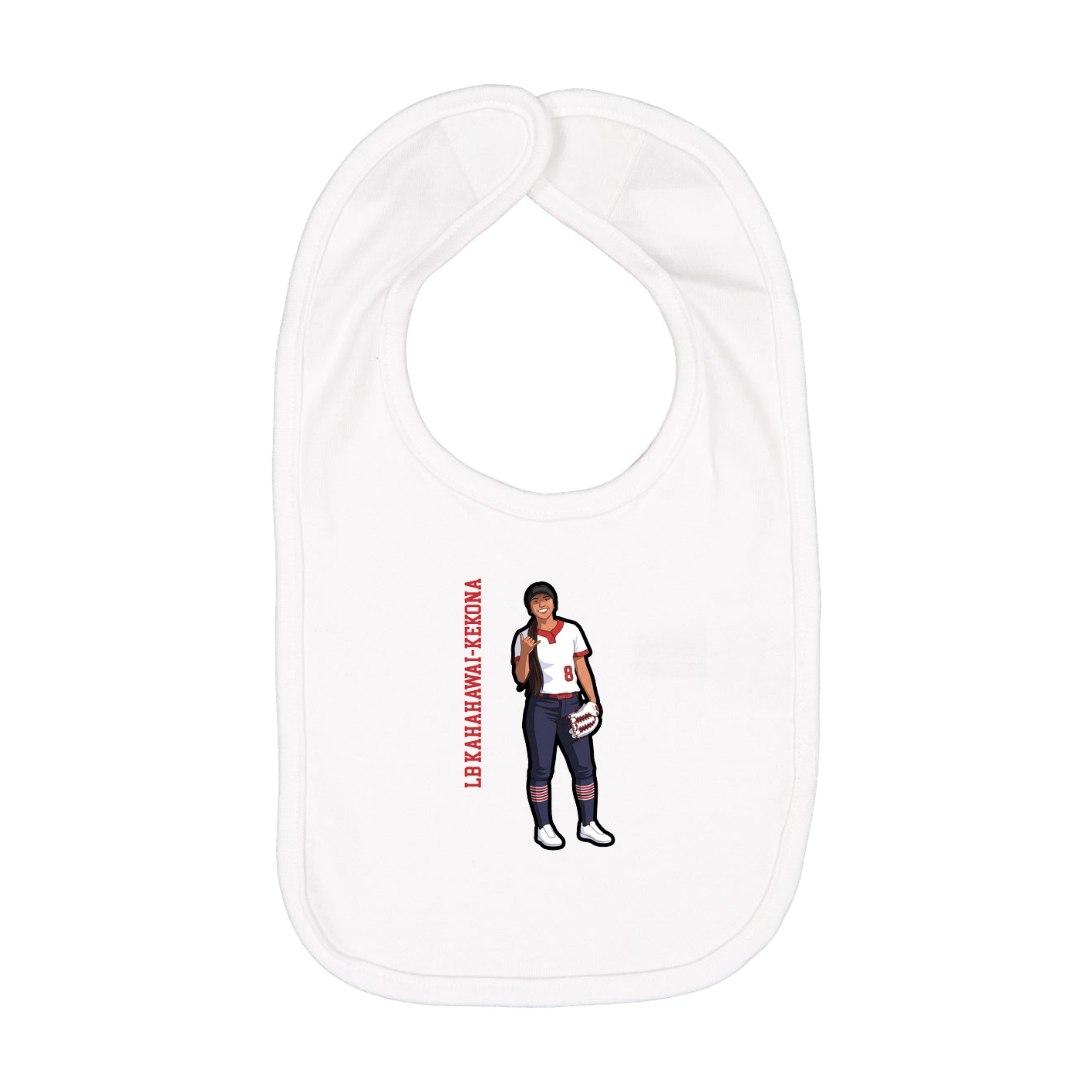 Infant Bib — Name Vertical in White