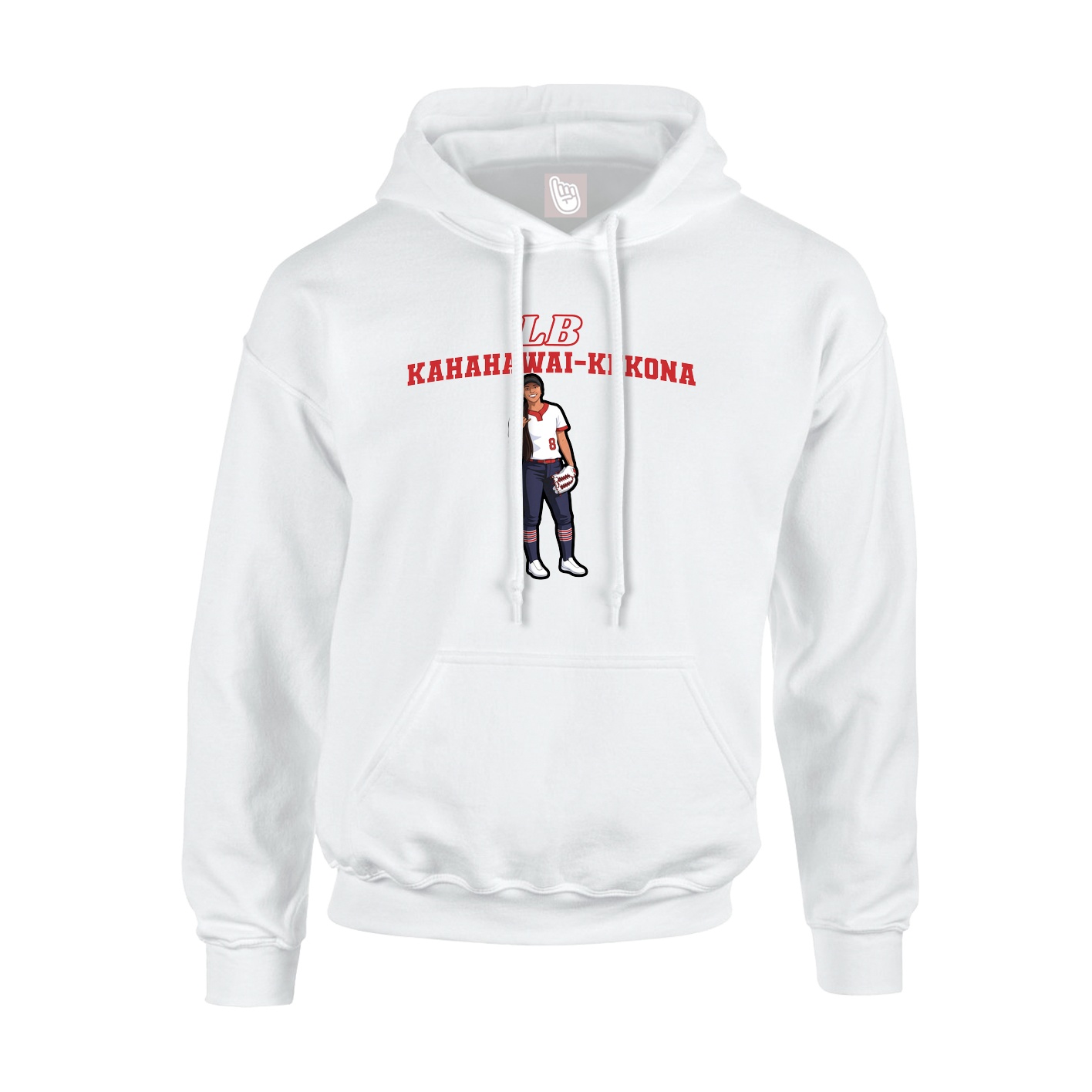 Youth Hoodie — Name Arch in White