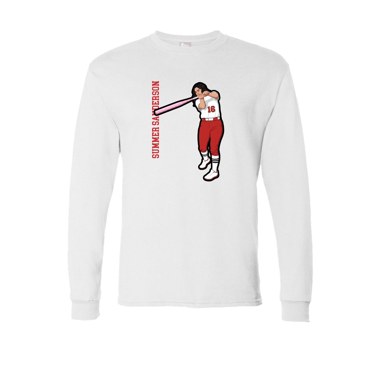 Long Sleeve Tee — Name Vertical in White