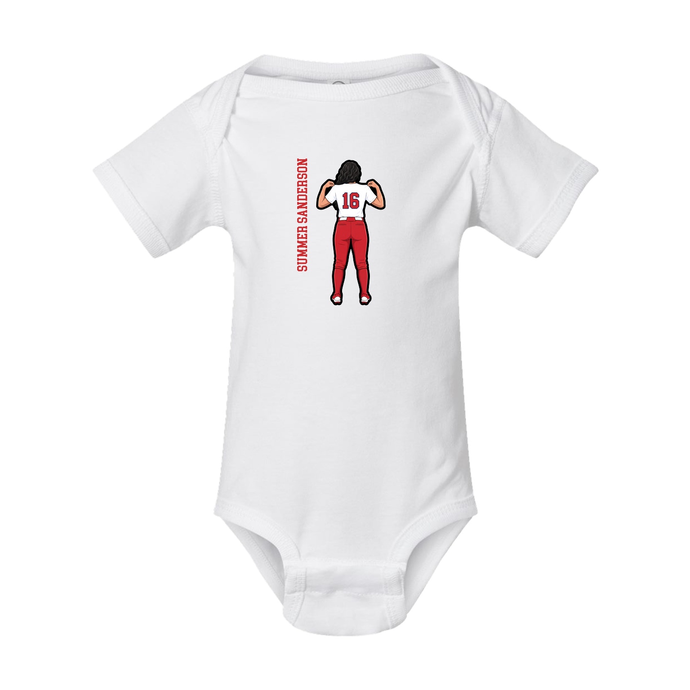 Baby Onesie — Name Vertical in White