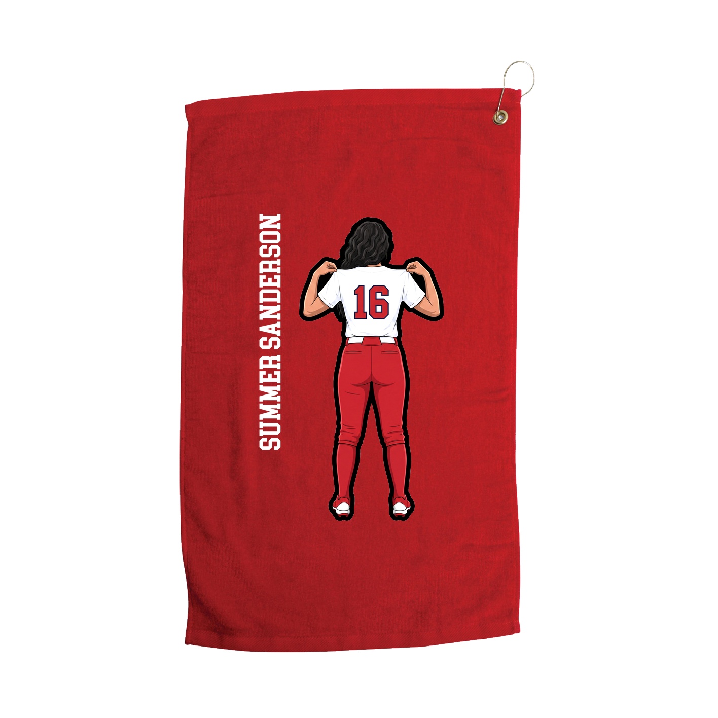 Golf Towel — Name Vertical in Red