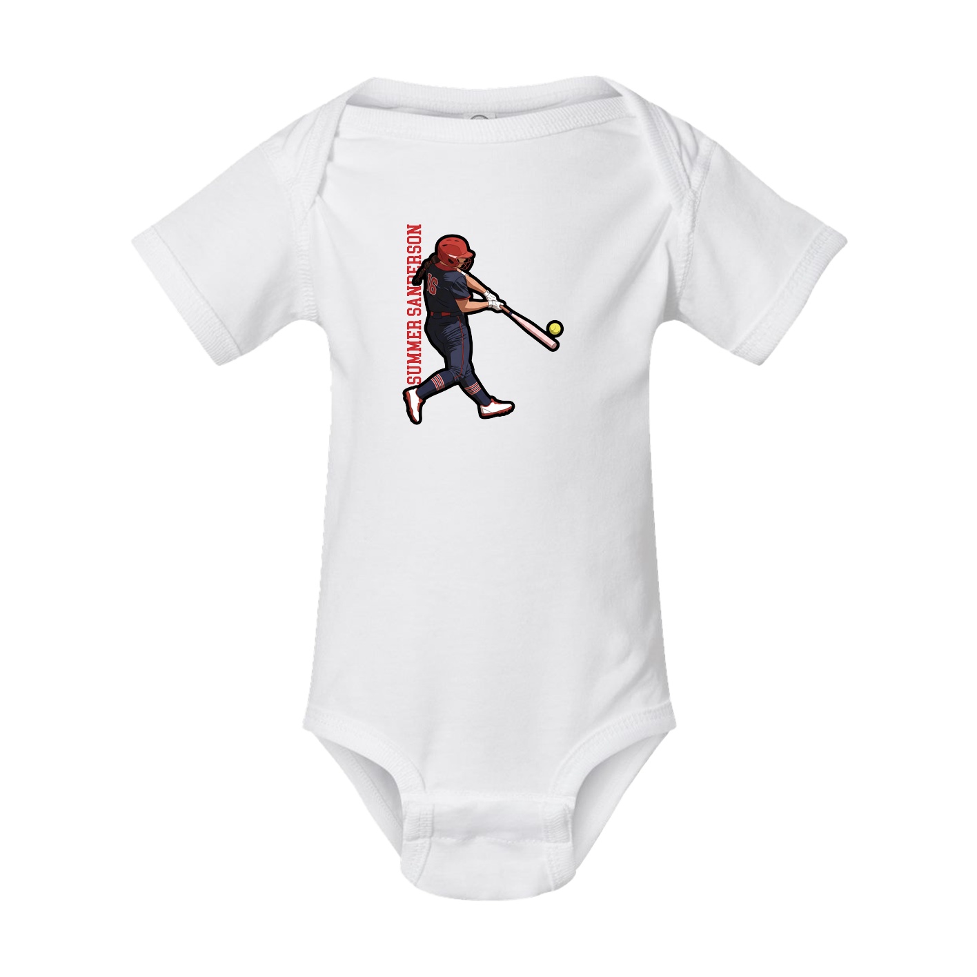 Baby Onesie — Name Vertical in White