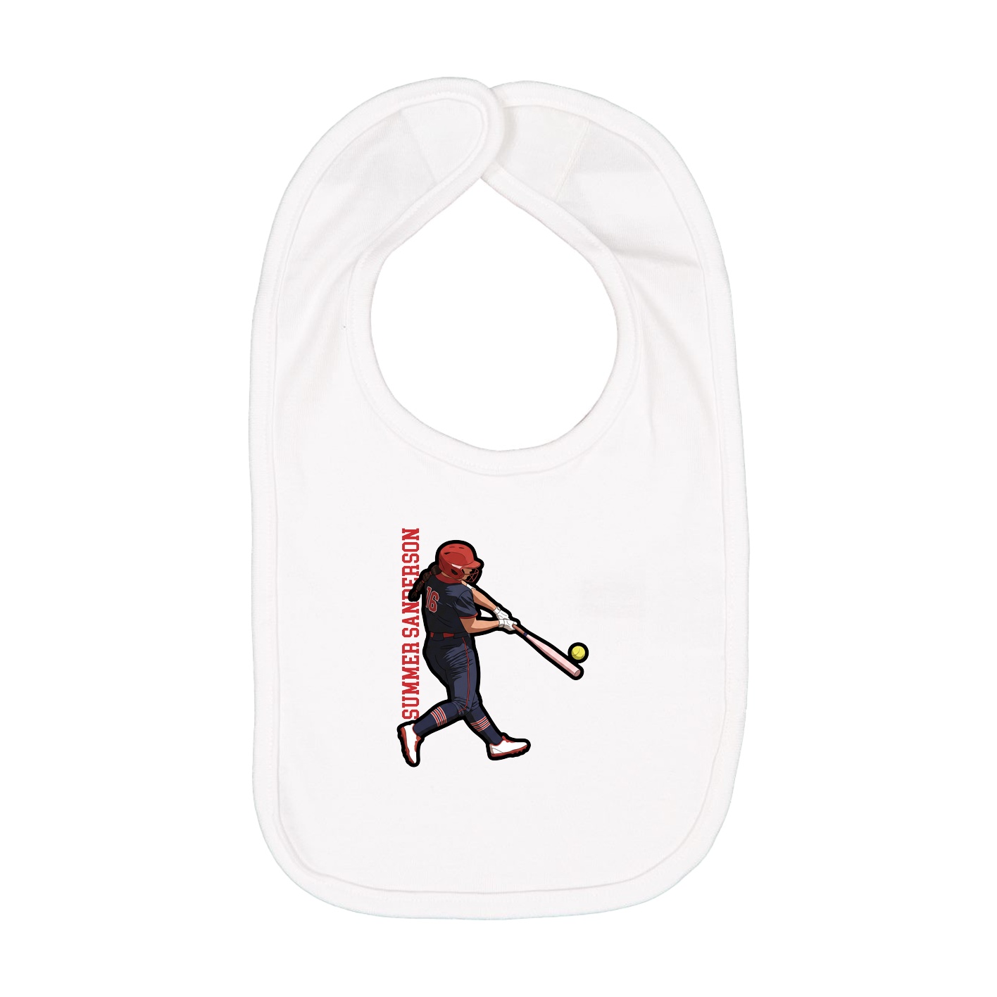 Infant Bib — Name Vertical in White