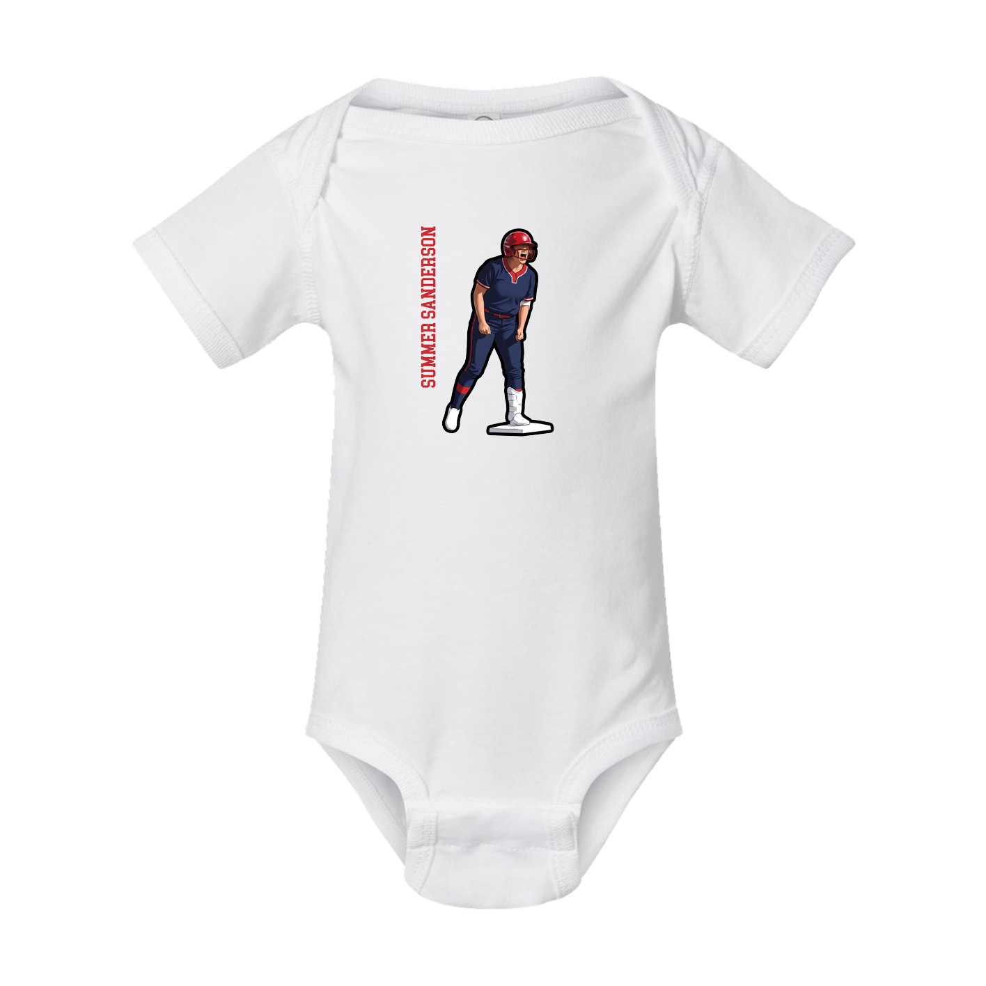 Baby Onesie — Name Vertical in White