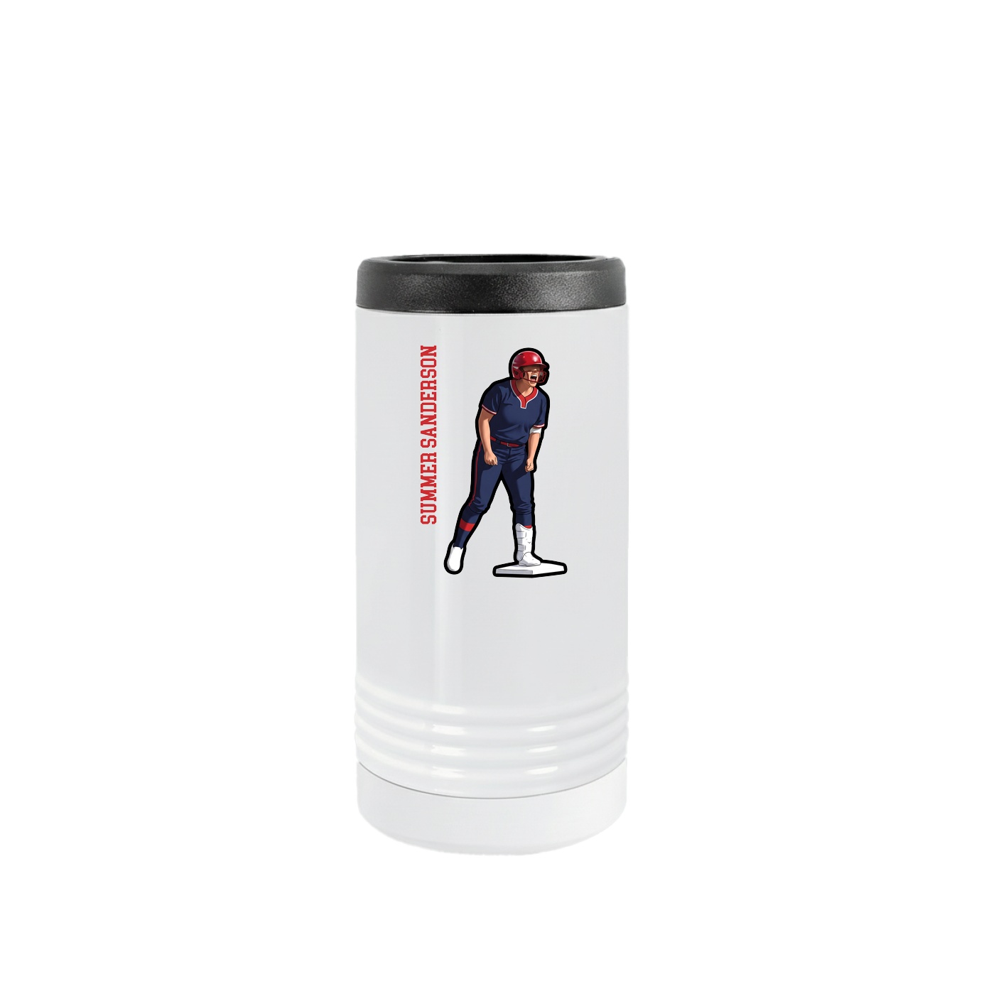 Slim Beverage Holder — Name Vertical in White