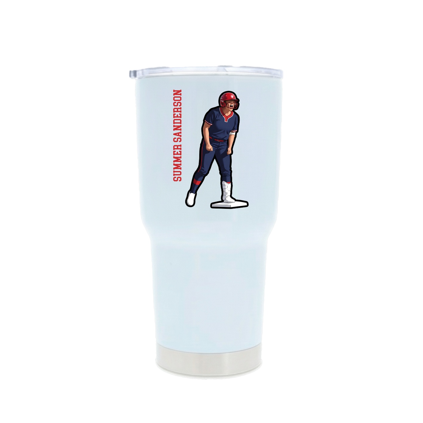 30oz Stainless Steel Tumbler — Name Vertical in White
