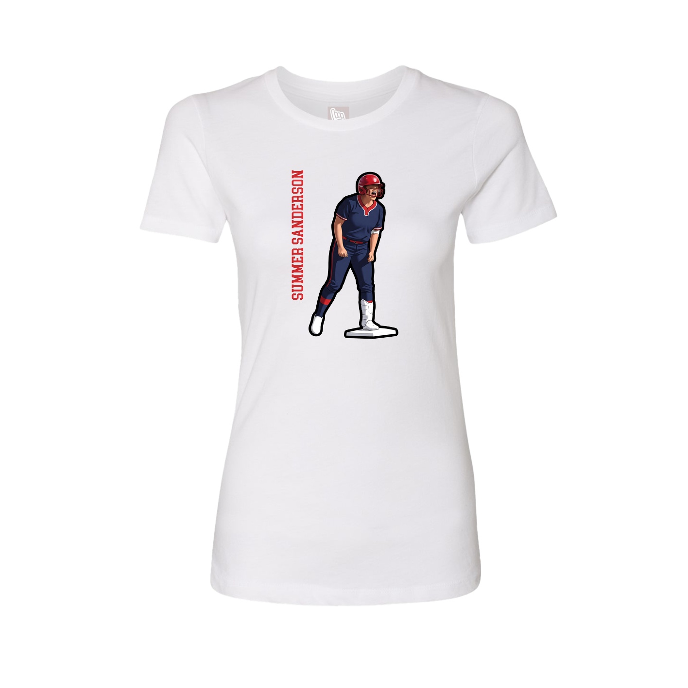 Womens Tee — Name Vertical in White