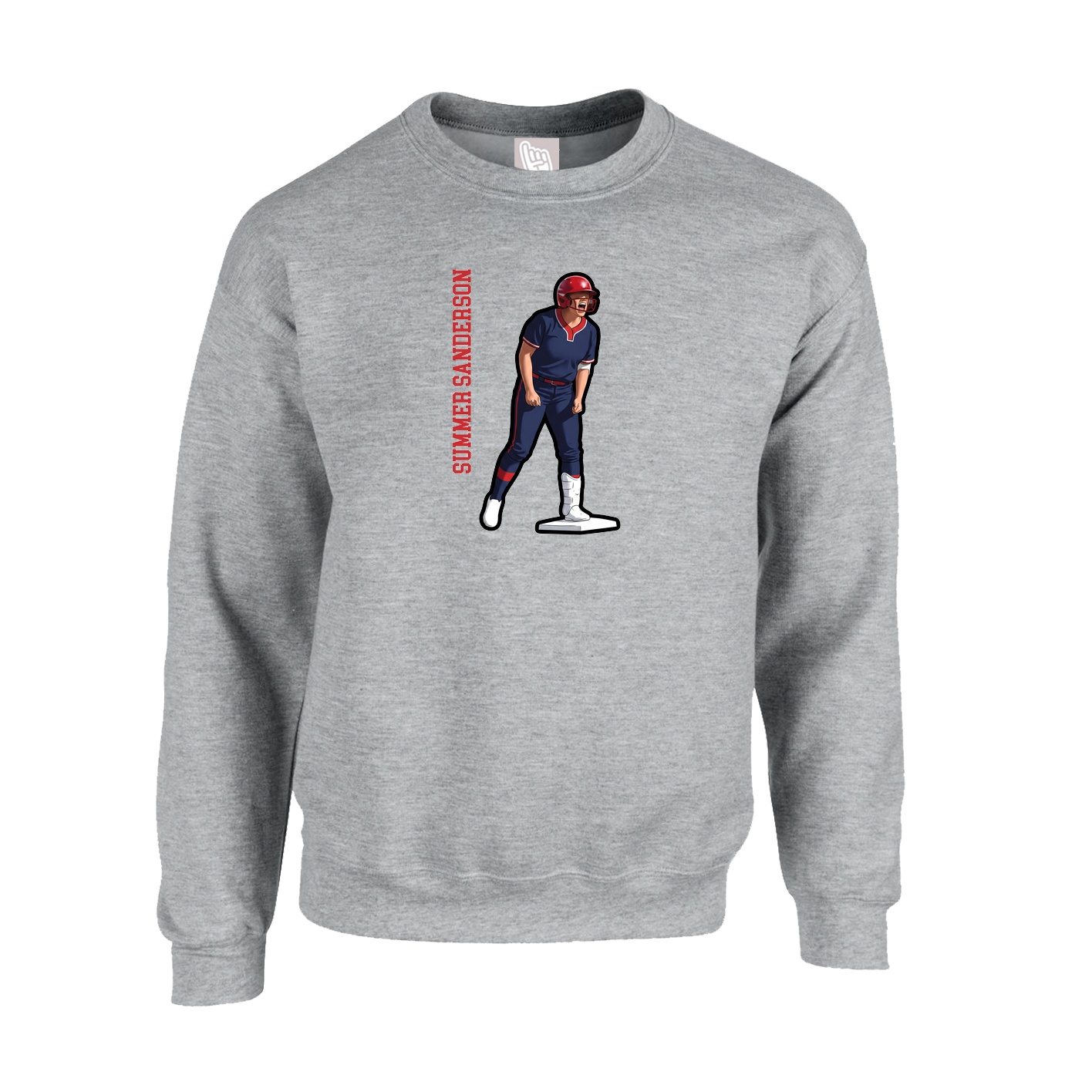 Fleece Crew — Name Vertical in Grey