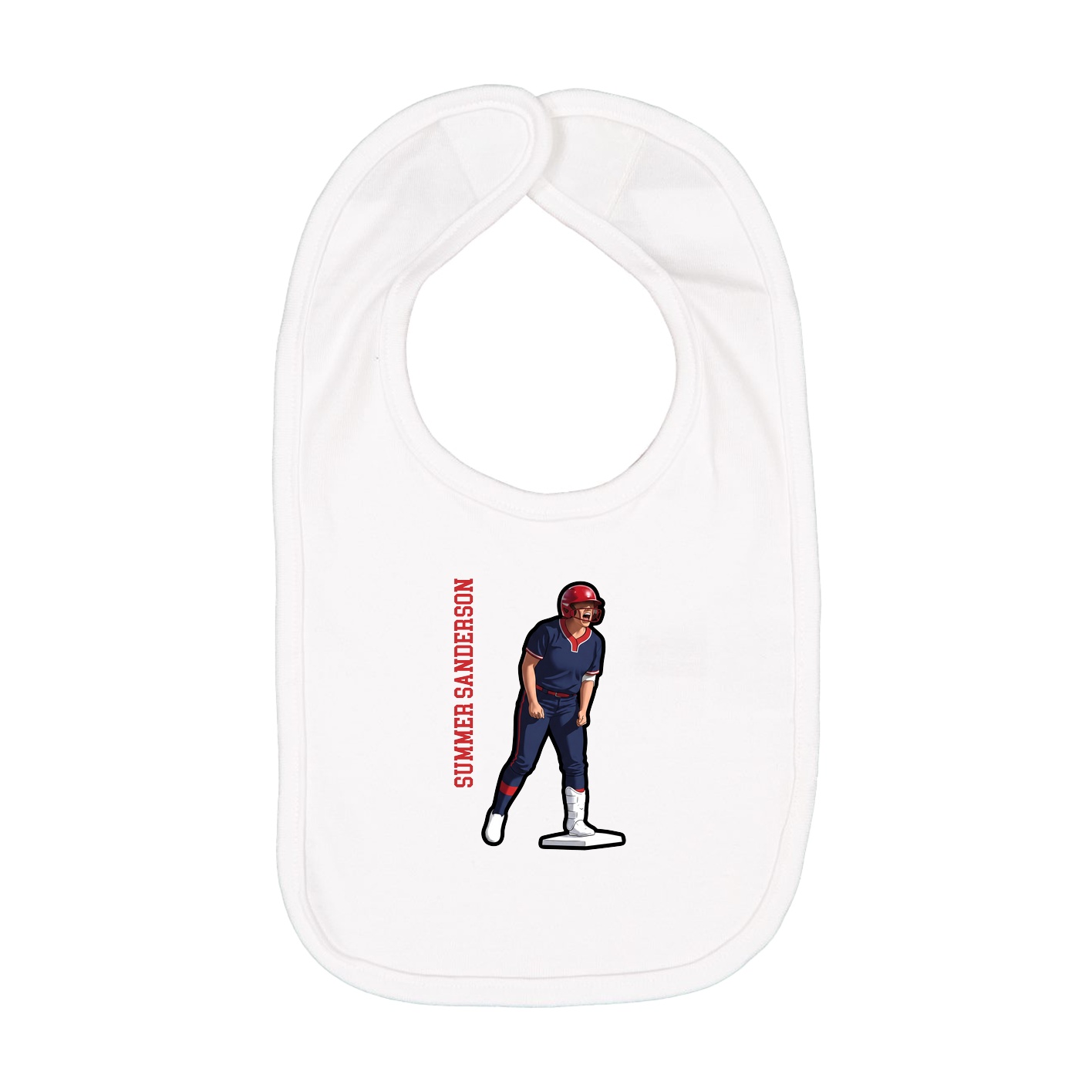 Infant Bib — Name Vertical in White