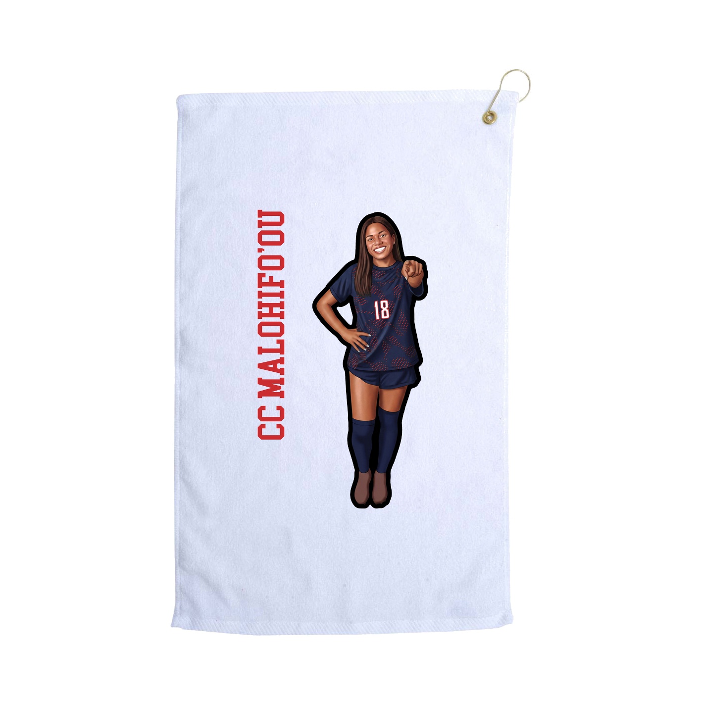 Golf Towel — Name Vertical in White