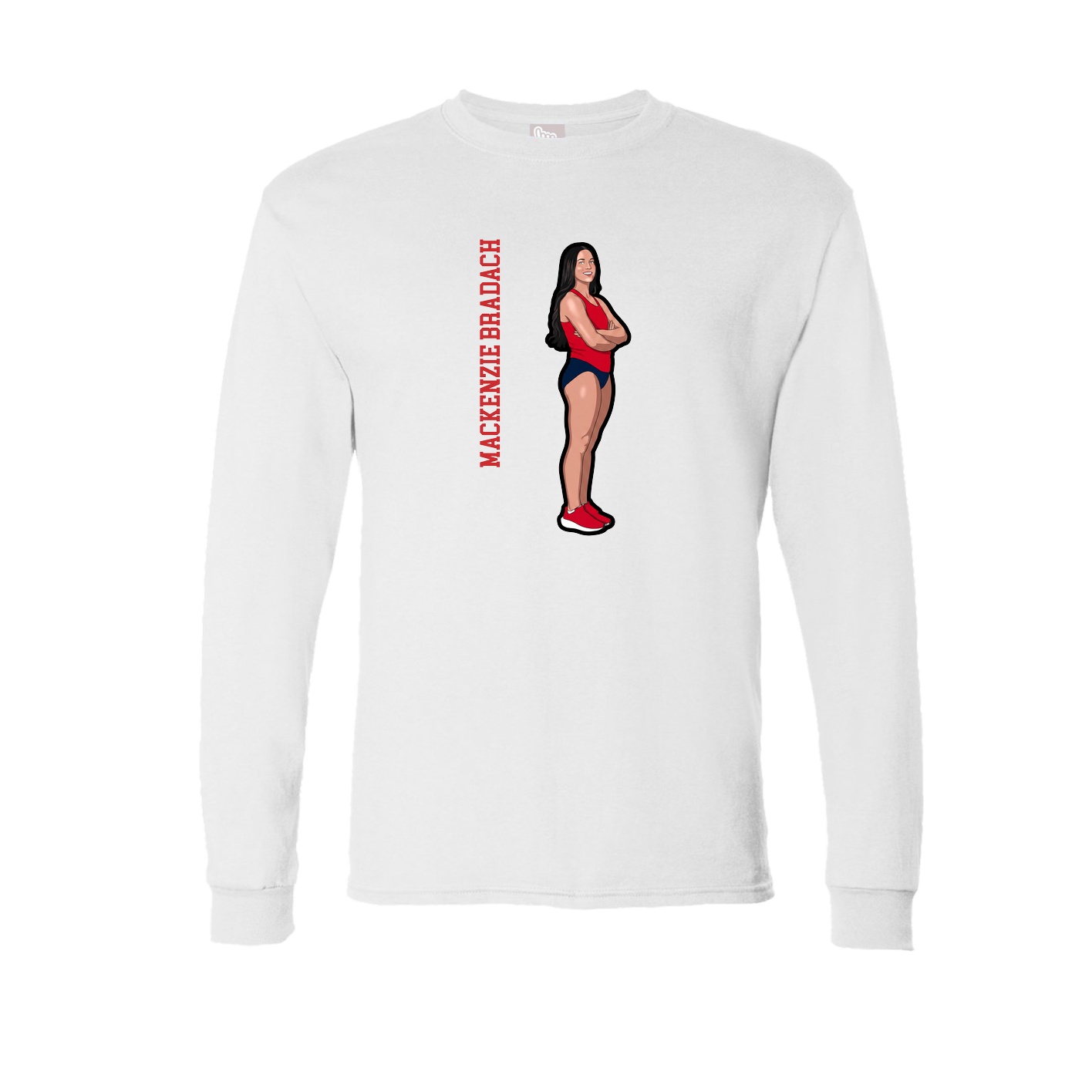 Long Sleeve Tee — Name Vertical in White