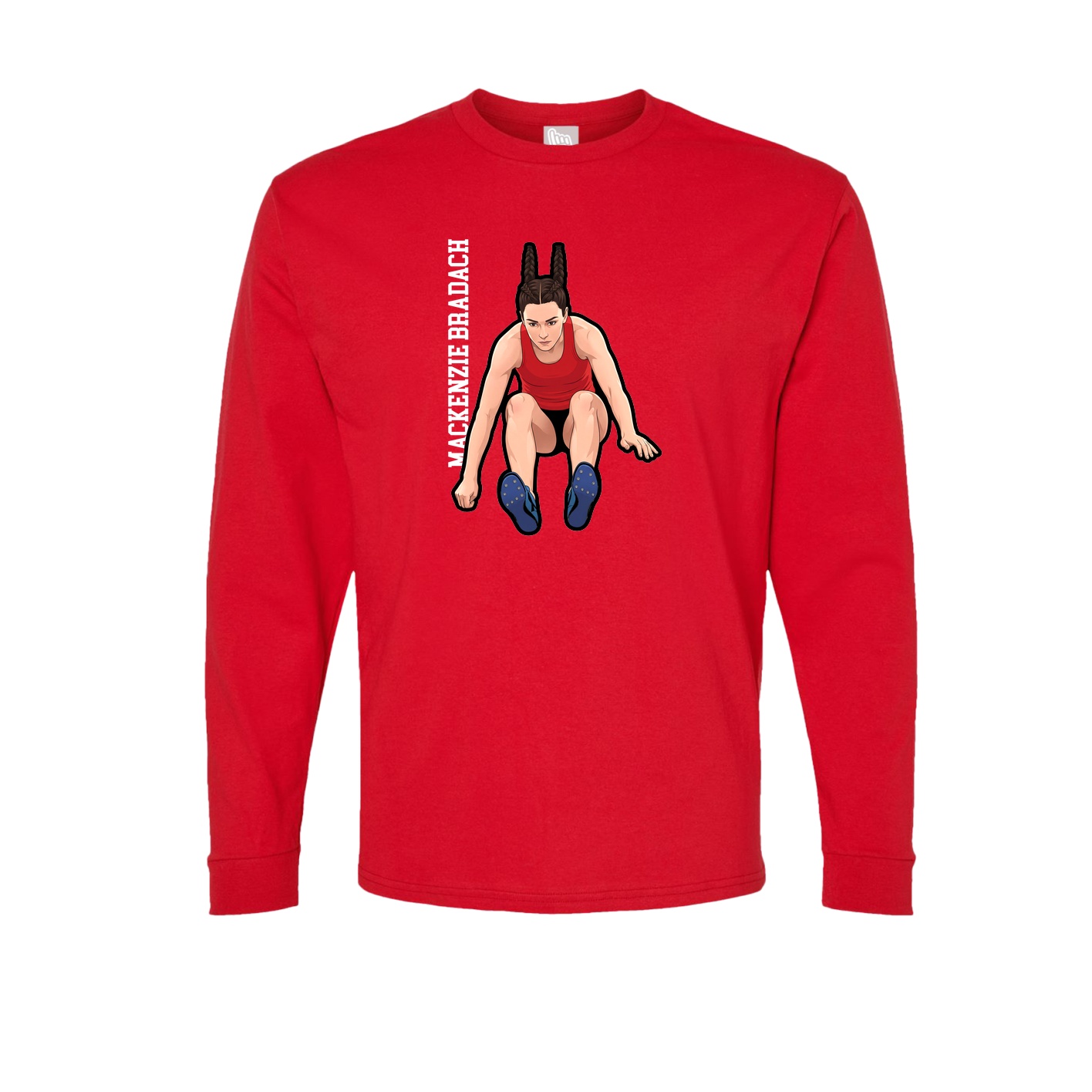 Long Sleeve Tee — Name Vertical in Red