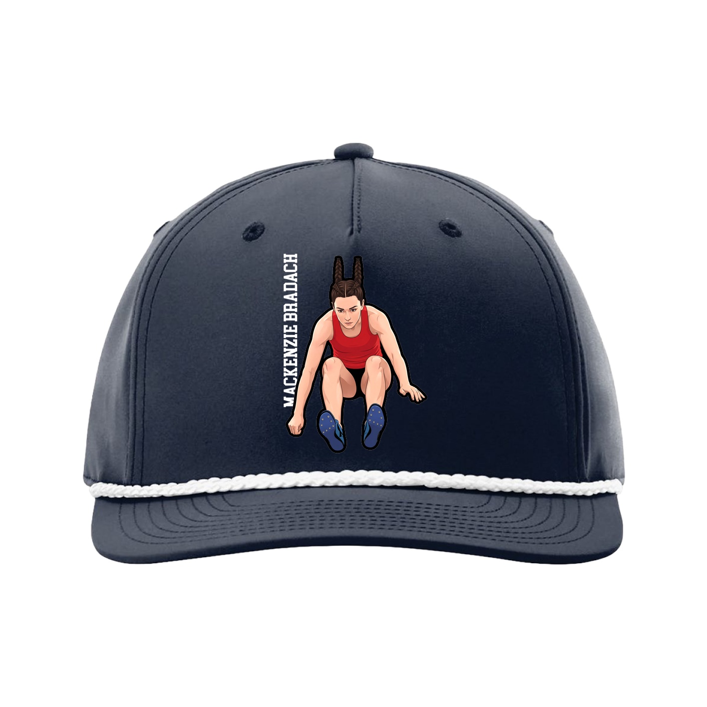 Five-Panel Classic Rope Cap — Name Vertical in Navy