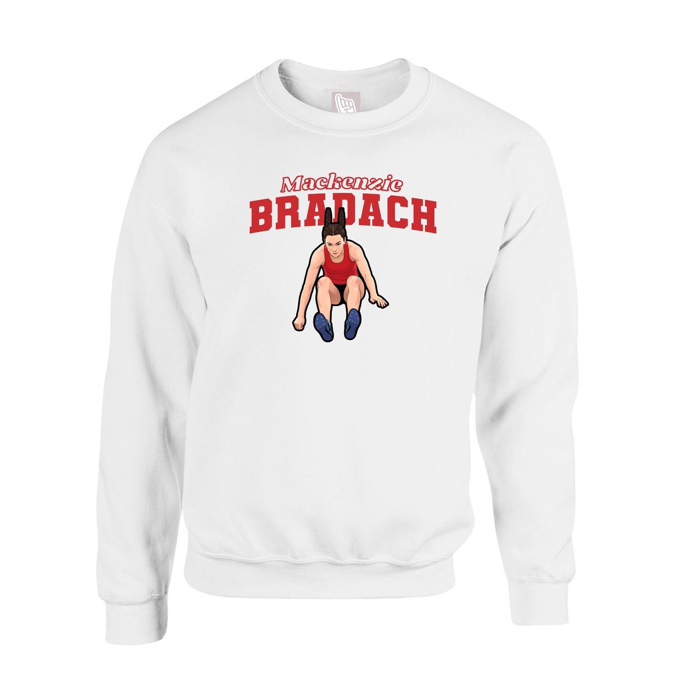 Fleece Crew — Name Arch in White