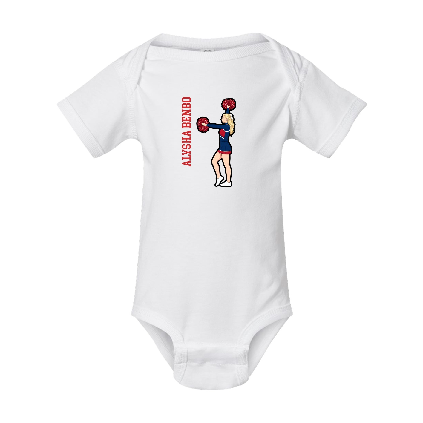 Baby Onesie — Name Vertical in White