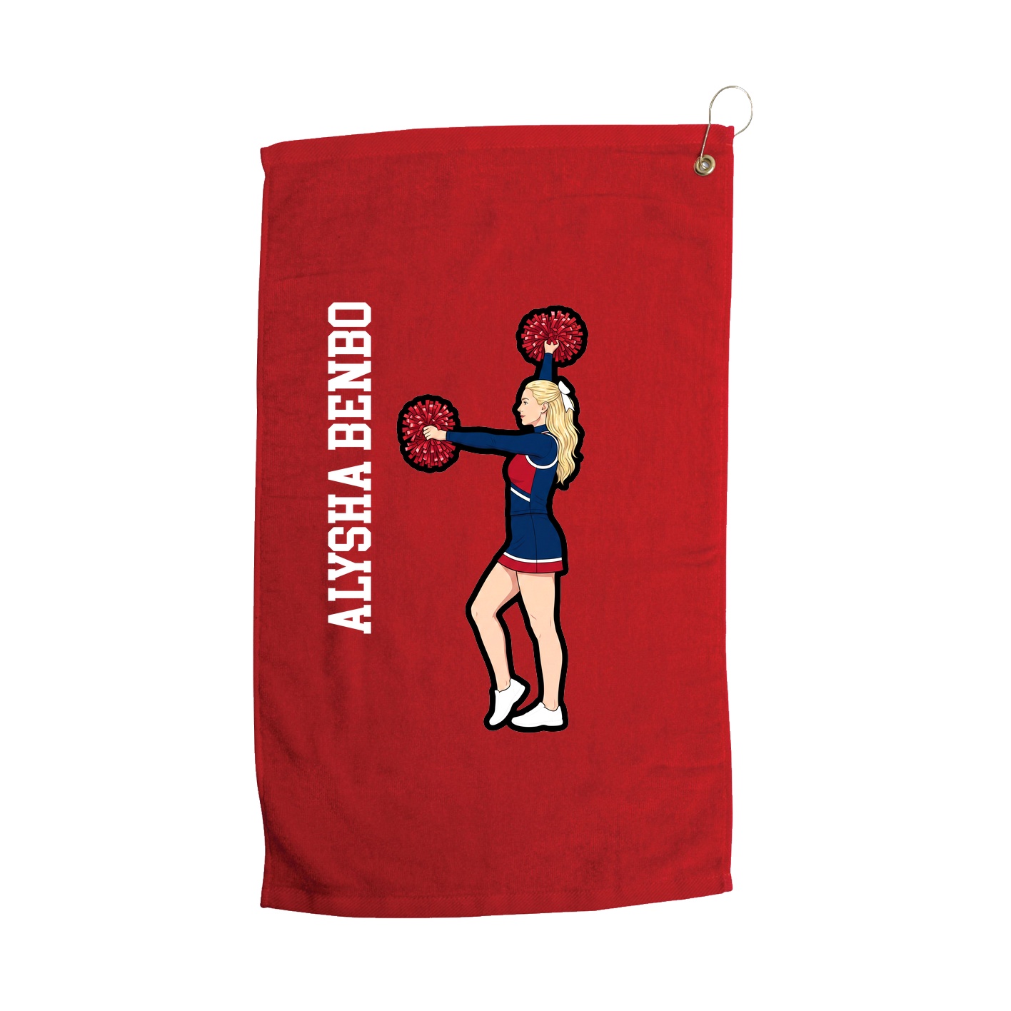 Golf Towel — Name Vertical in Red