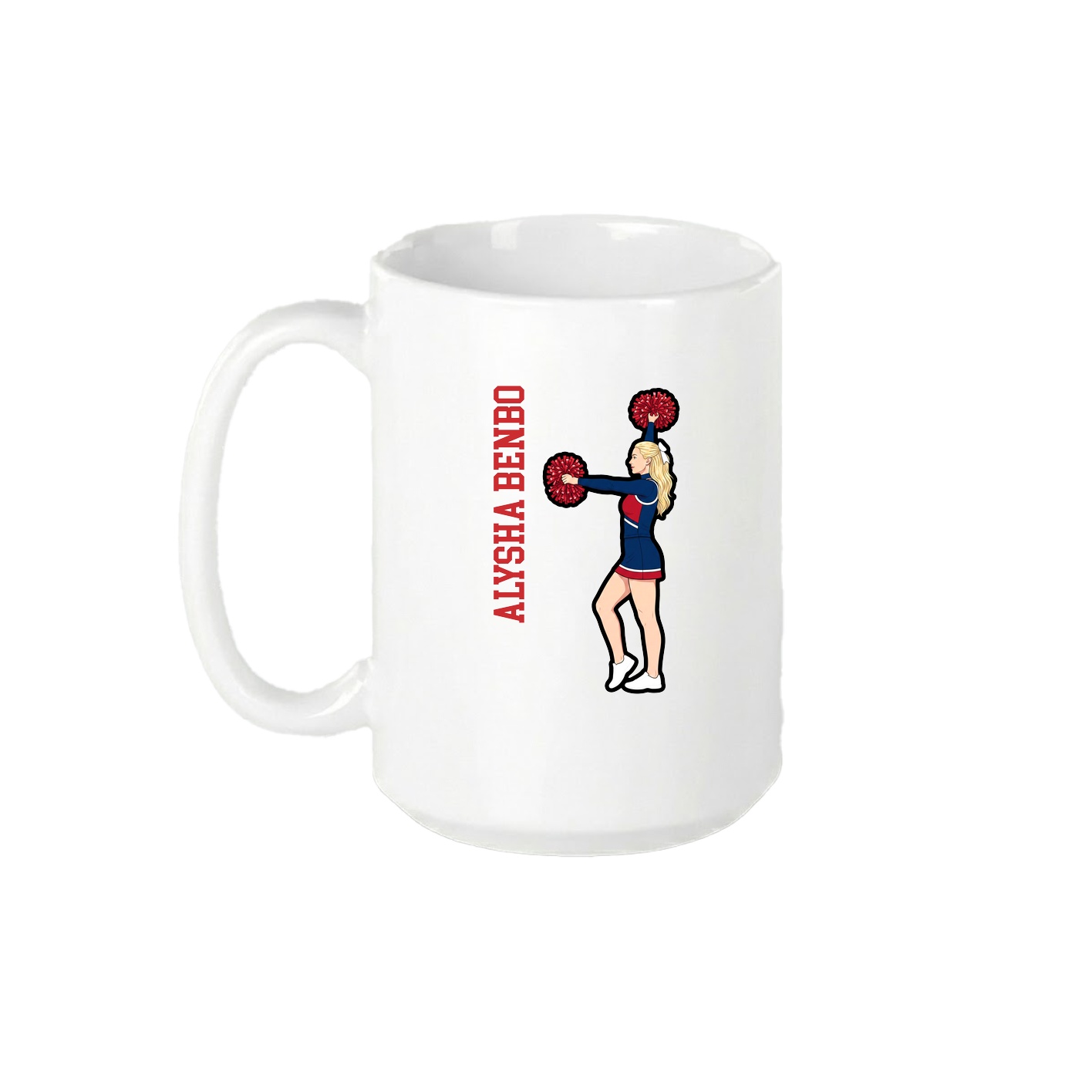 15oz Coffee Mug — Name Vertical in White