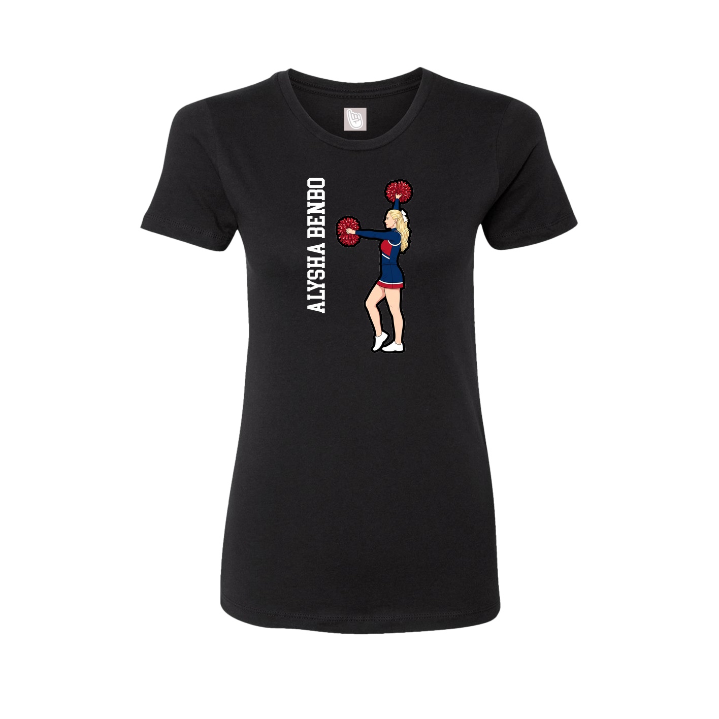 Fitted Women's Tee — Name Vertical in Black
