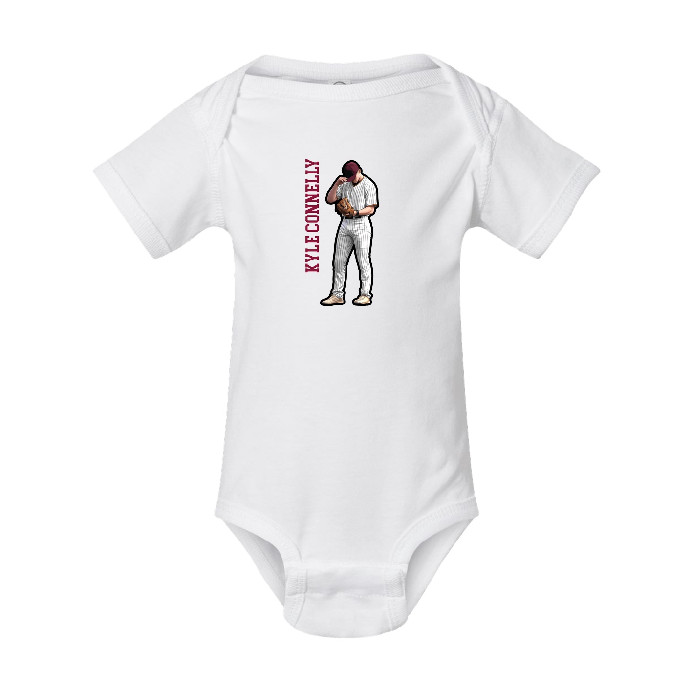 Baby Onesie — Name Vertical in White