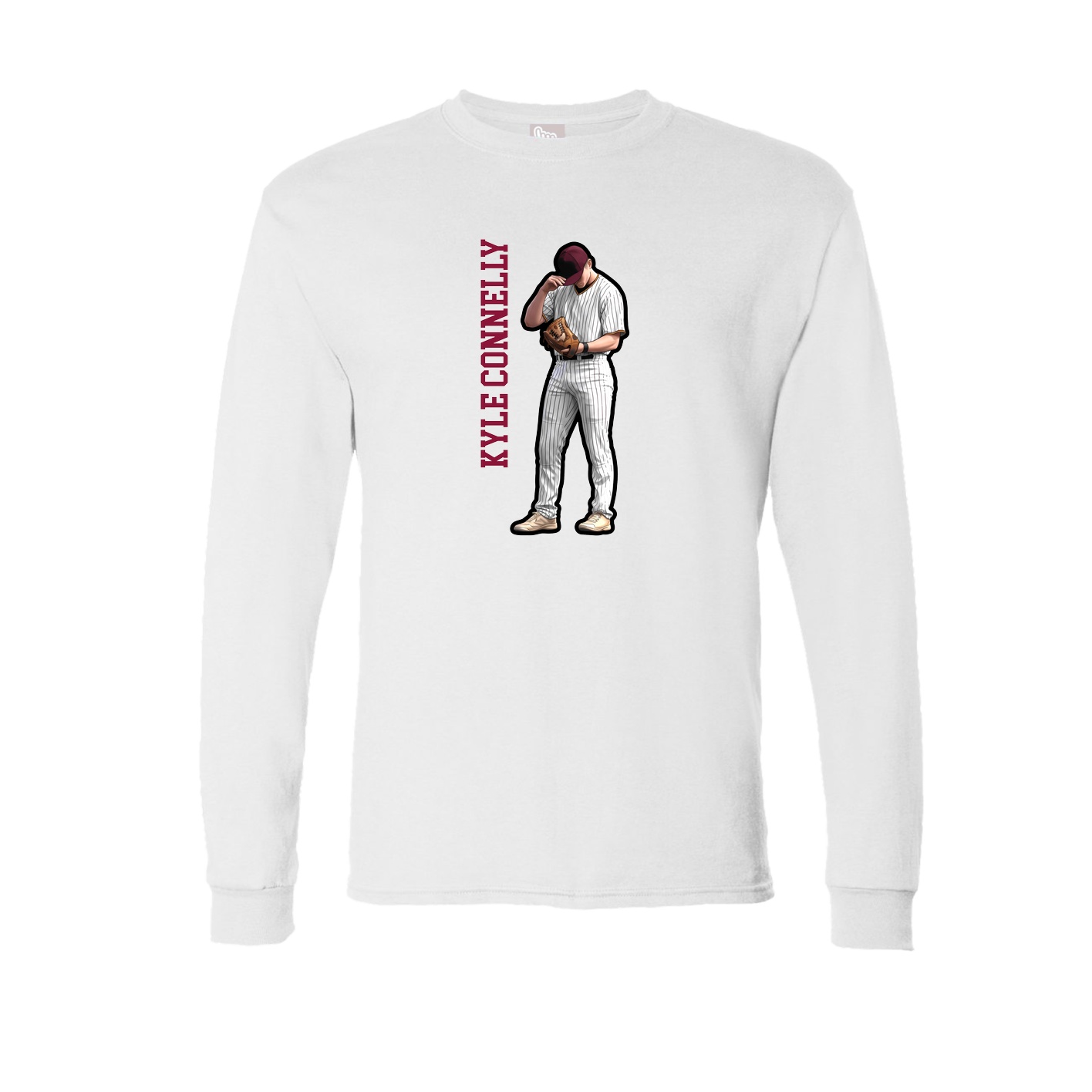 Long Sleeve Tee — Name Vertical in White