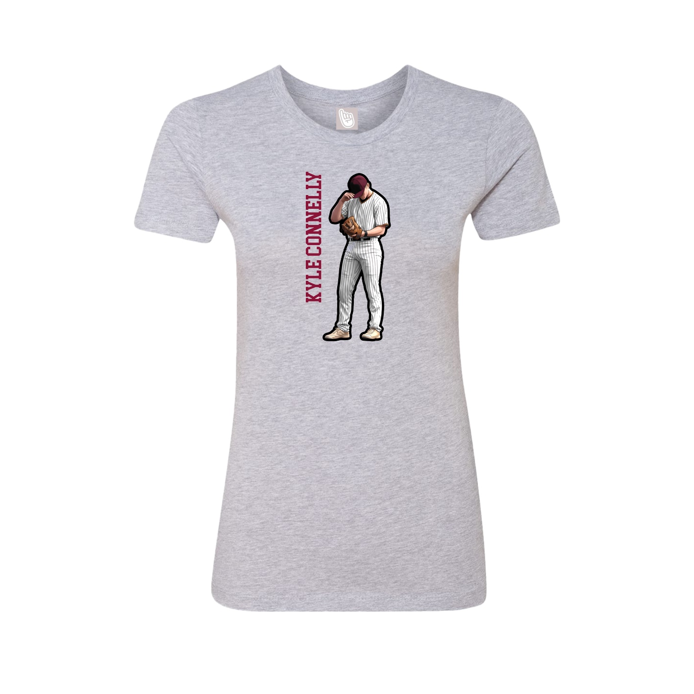 Fitted Women's Tee — Name Vertical in Grey
