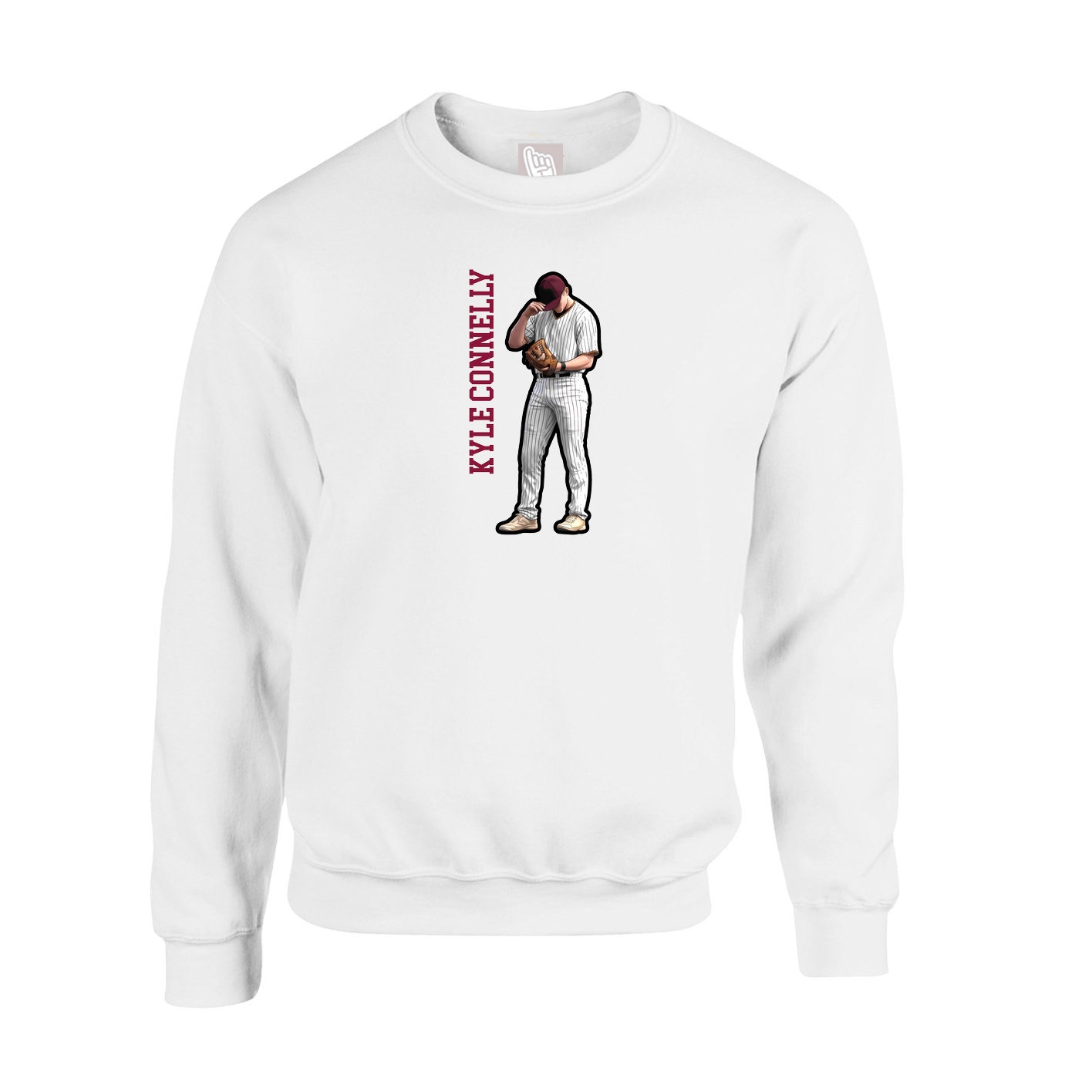 Fleece Crew — Name Vertical in White