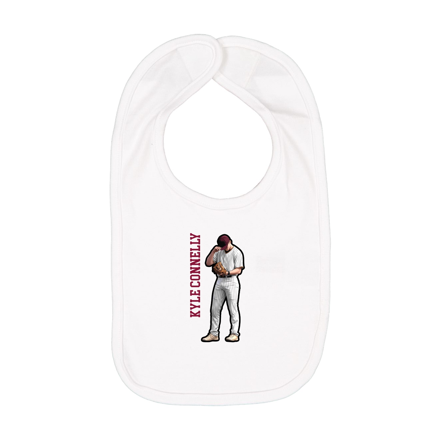 Infant Bib — Name Vertical in White