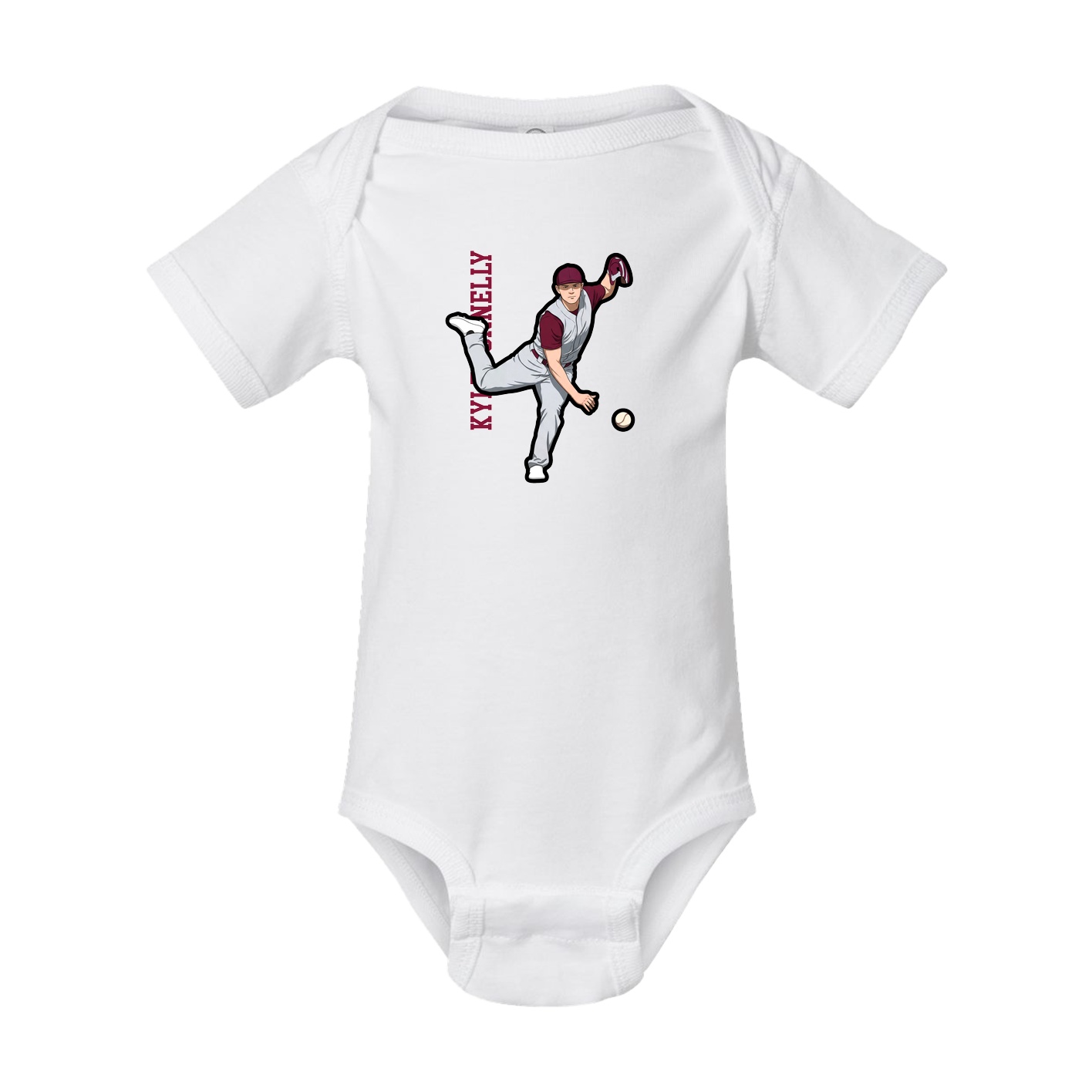Baby Onesie — Name Vertical in White